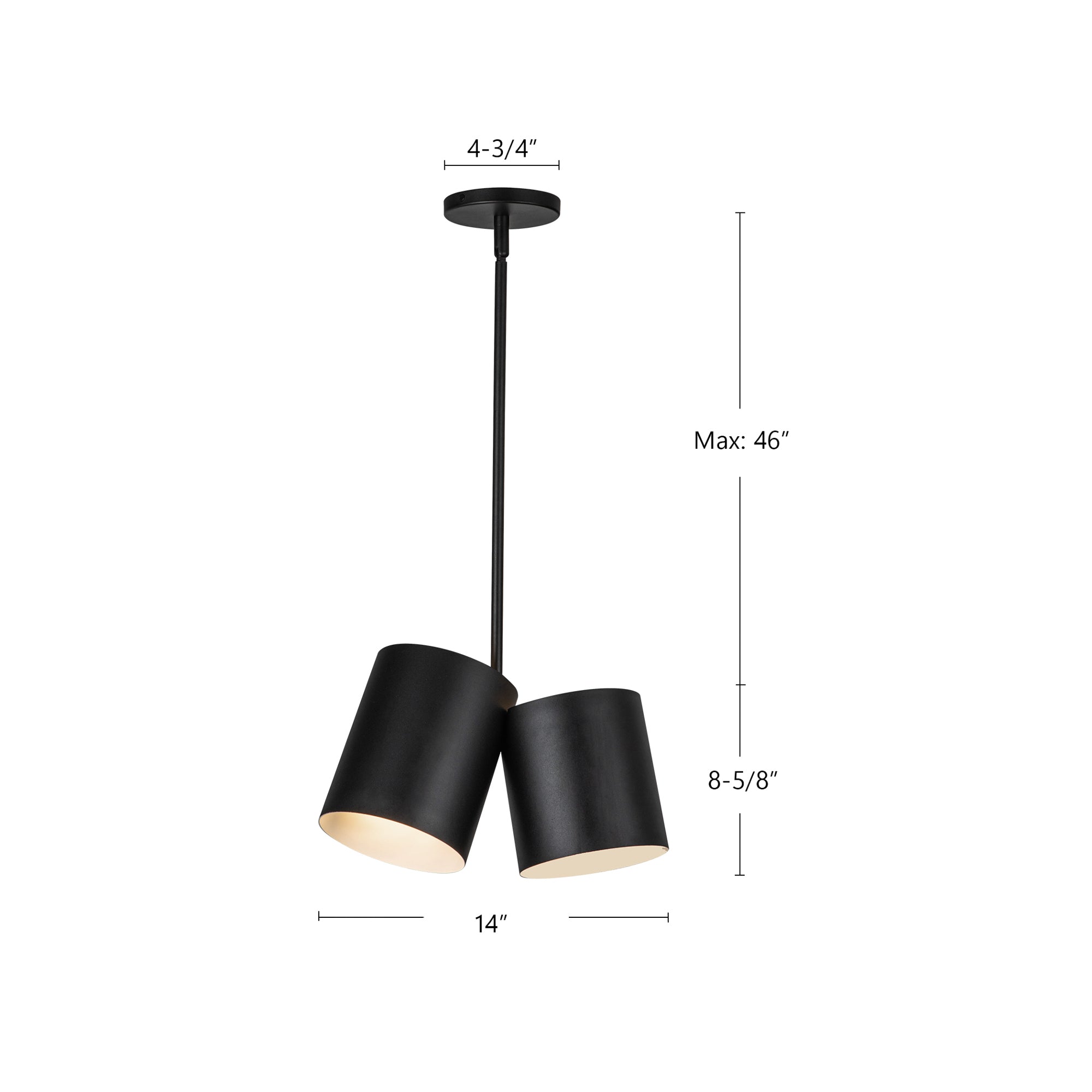 Keiko 14-in Black 2 Lights Pendant
