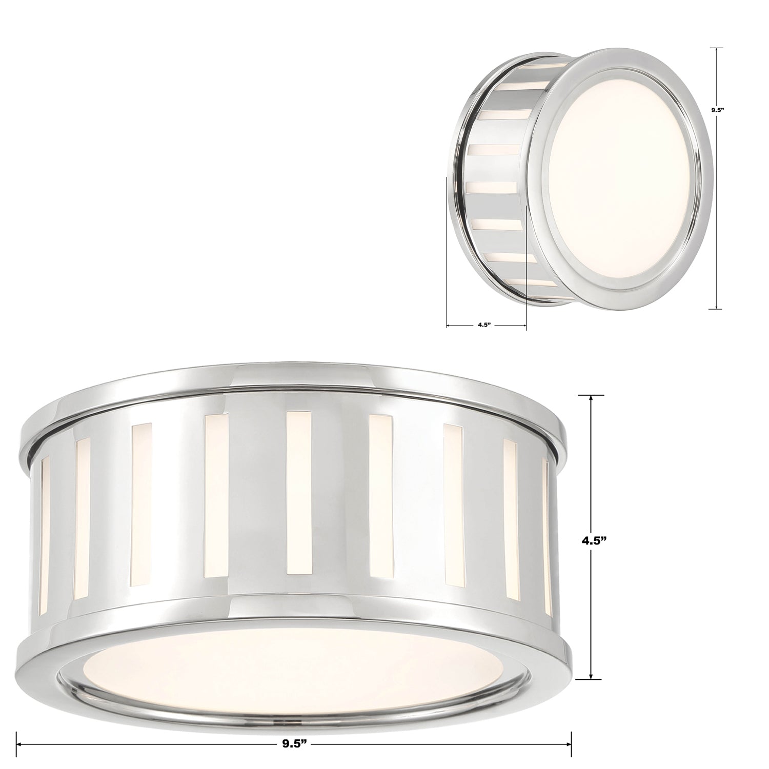 Crystorama Kendal KEN-2200-PN – 9.5 Inch – 2 Light – Semi Flush Mount Light – Polished Nickel – Damp Rated