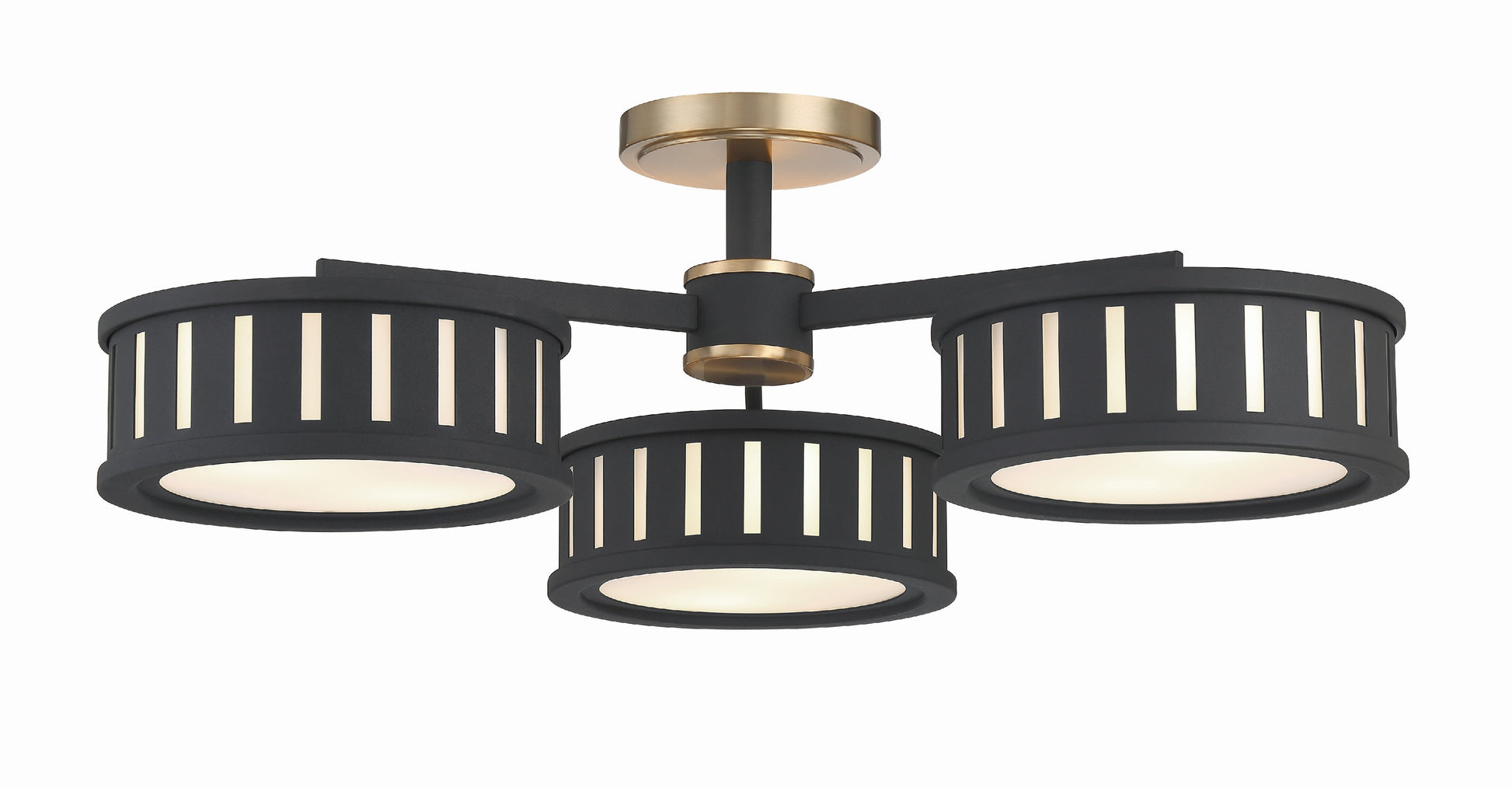 Crystorama Kendal KEN-8300-VG-BF – 29.25 Inch – 6 Light – Semi Flush Mount Light – Vibrant Gold + Black Forged – Damp Rated