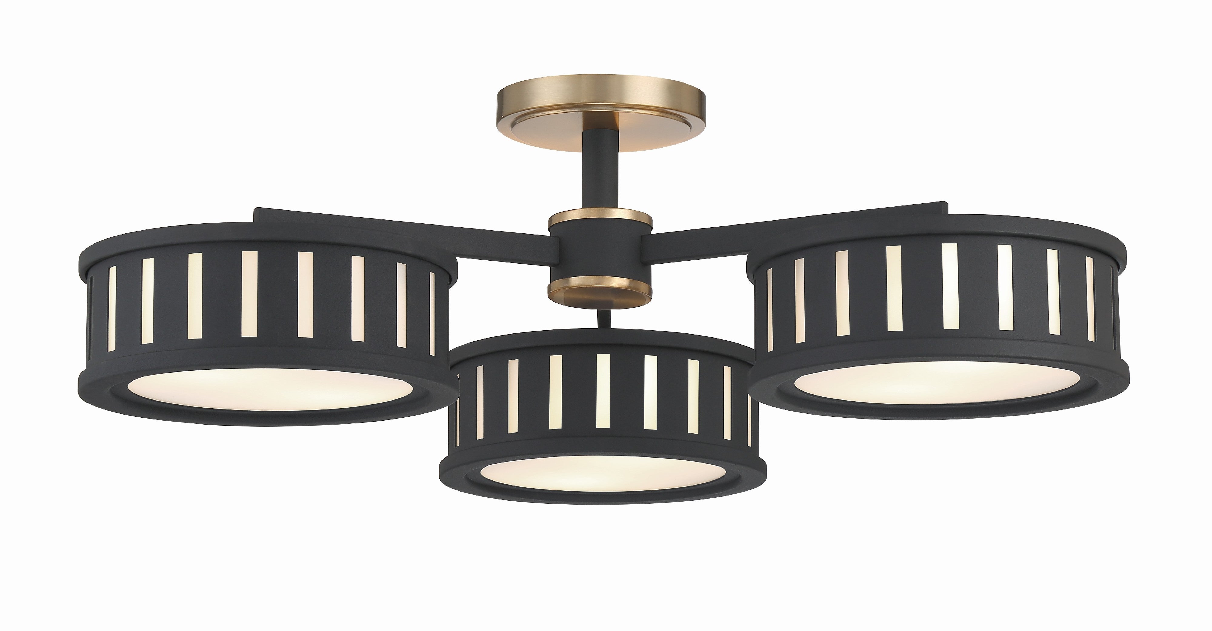 Crystorama Kendal KEN-8300-VG-BF – 29.25 Inch – 6 Light – Semi Flush Mount Light – Vibrant Gold + Black Forged – Damp Rated