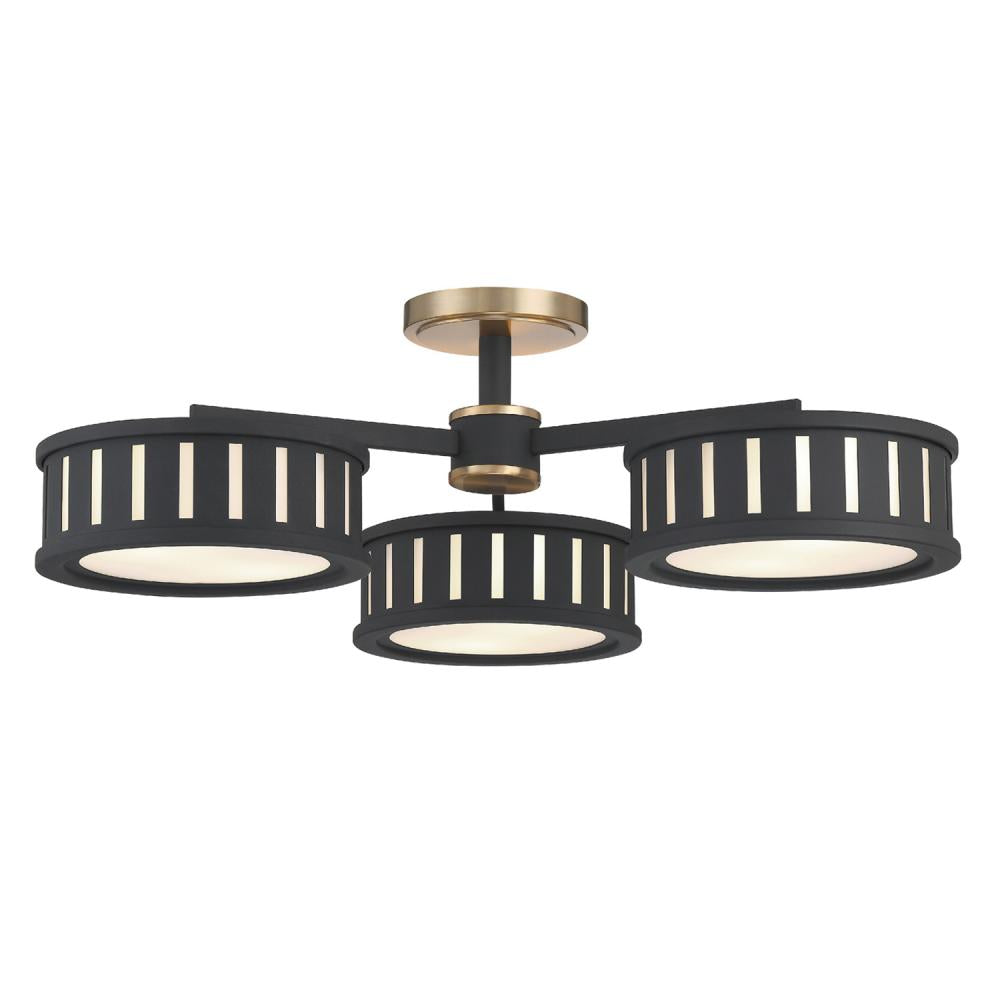 Crystorama KEN-8300-VG-BF Kendal 6 Light Vibrant Gold + Black Forged Semi Flush Mount