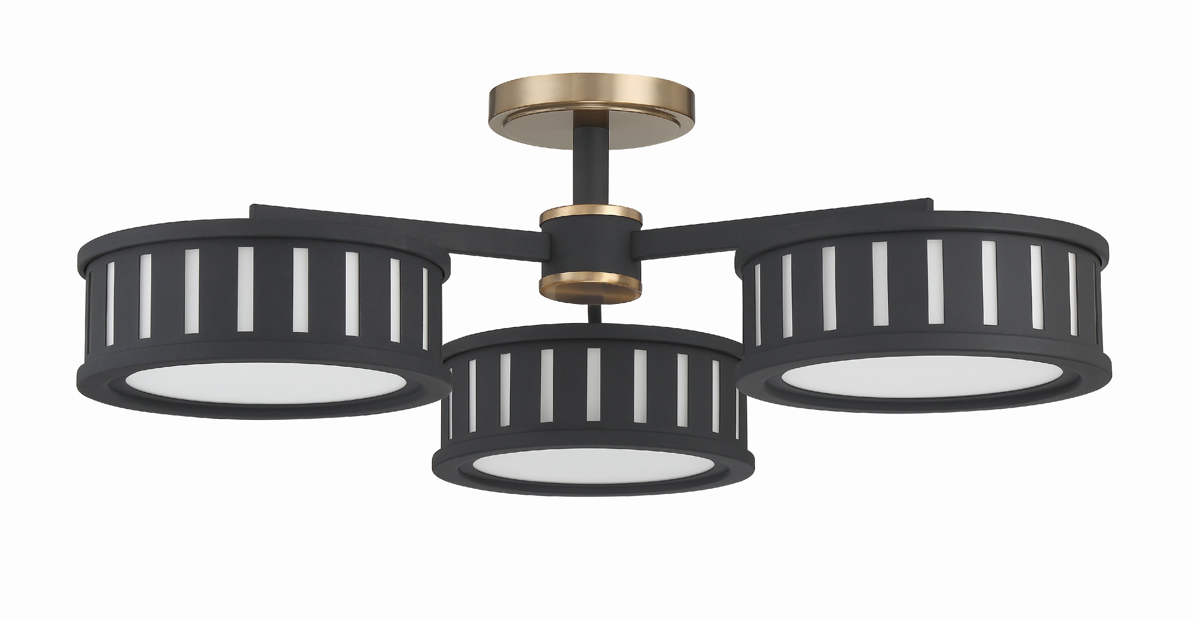 Crystorama Kendal KEN-8300-VG-BF – 29.25 Inch – 6 Light – Semi Flush Mount Light – Vibrant Gold + Black Forged – Damp Rated