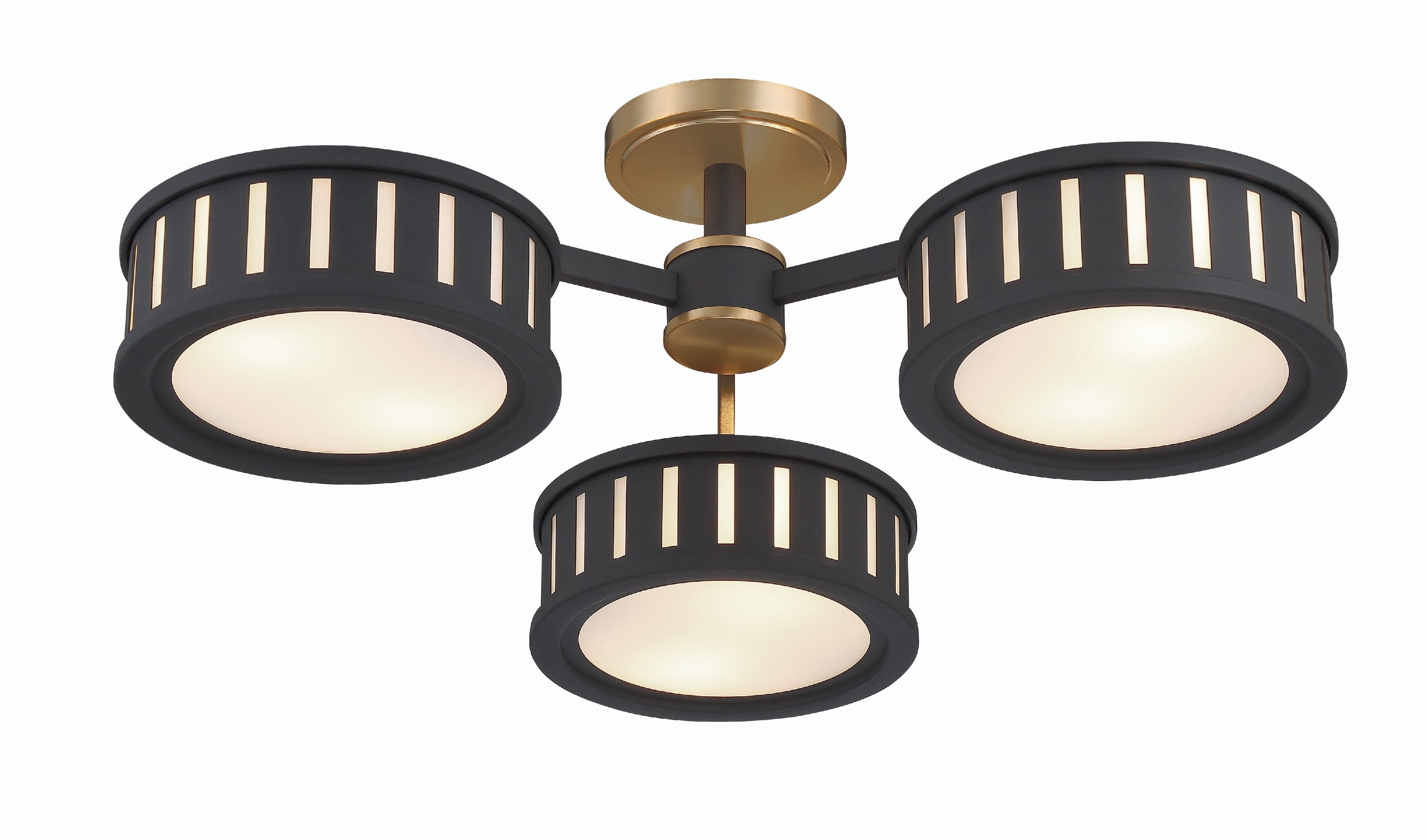 Crystorama Kendal KEN-8300-VG-BF – 29.25 Inch – 6 Light – Semi Flush Mount Light – Vibrant Gold + Black Forged – Damp Rated