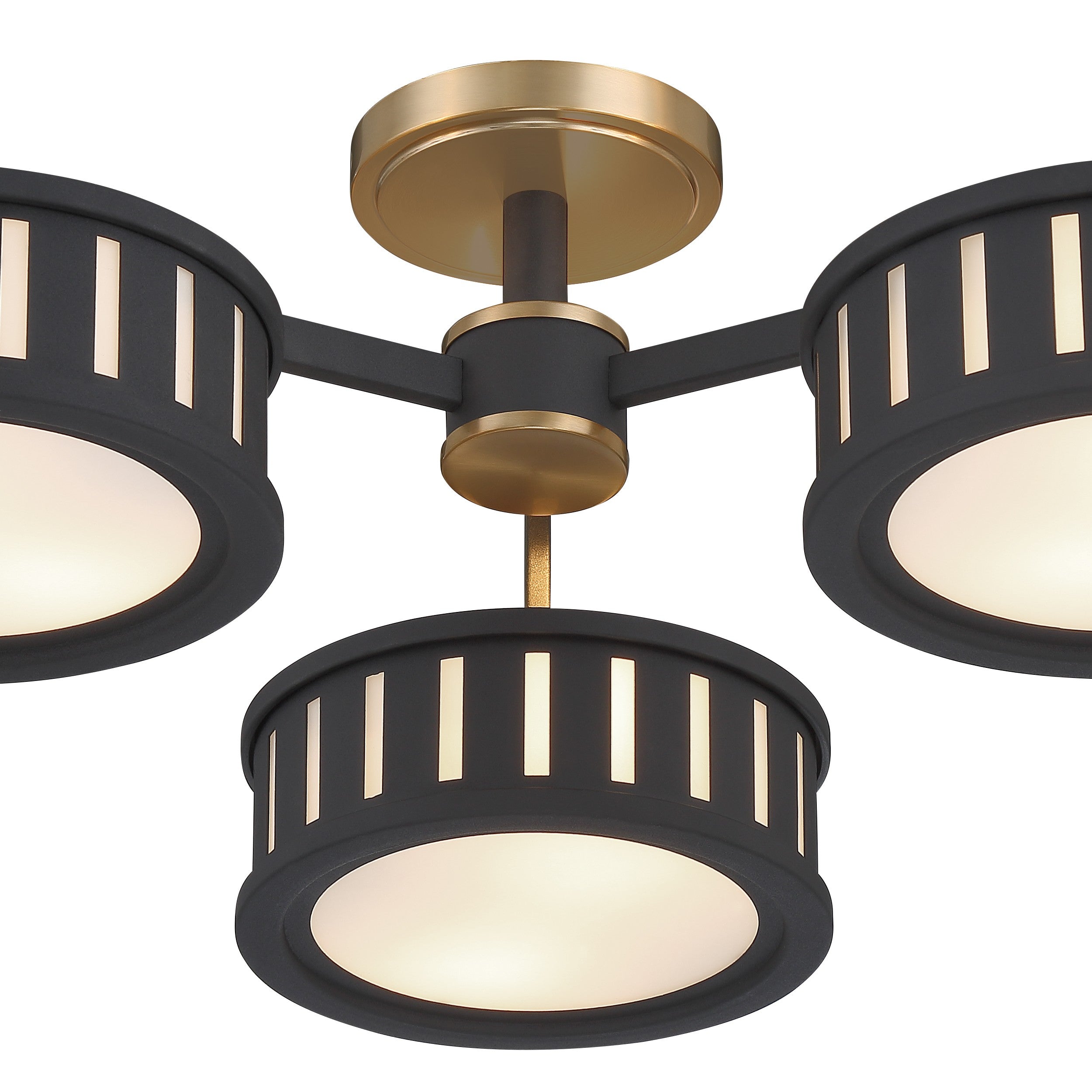 Crystorama Kendal KEN-8300-VG-BF – 29.25 Inch – 6 Light – Semi Flush Mount Light – Vibrant Gold + Black Forged – Damp Rated