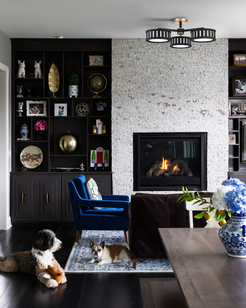 Crystorama KEN-8300-VG-BF Kendal 6 Light Vibrant Gold + Black Forged Semi Flush Mount