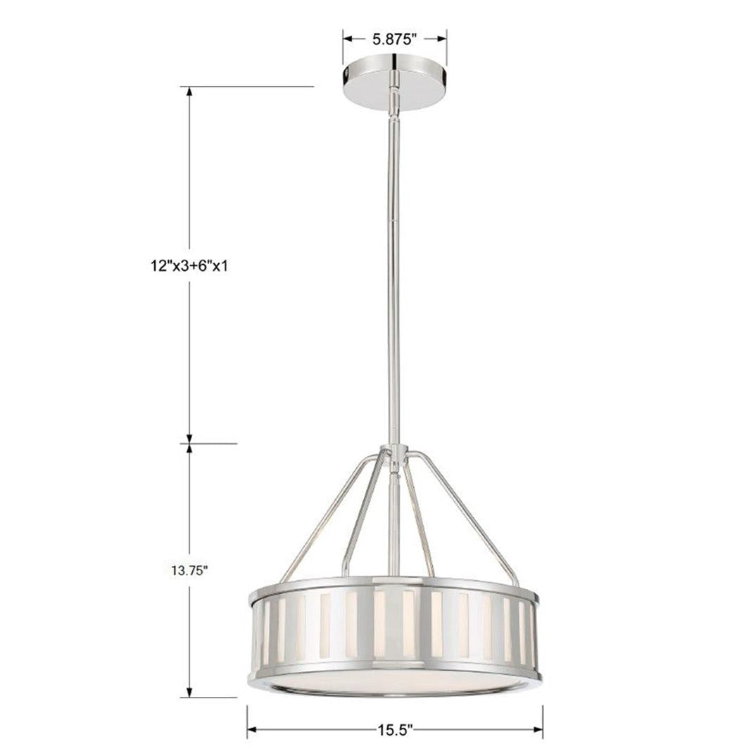 Crystorama Kendal KEN-8303-PN – 15.5 Inch – 3 Light – Chandelier – Polished Nickel – Damp Rated