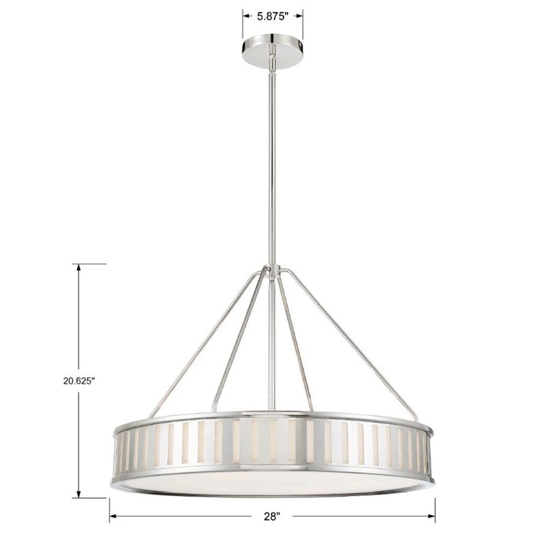 Crystorama Kendal KEN-8306-PN – 28 Inch – 6 Light – Chandelier – Polished Nickel – Damp Rated