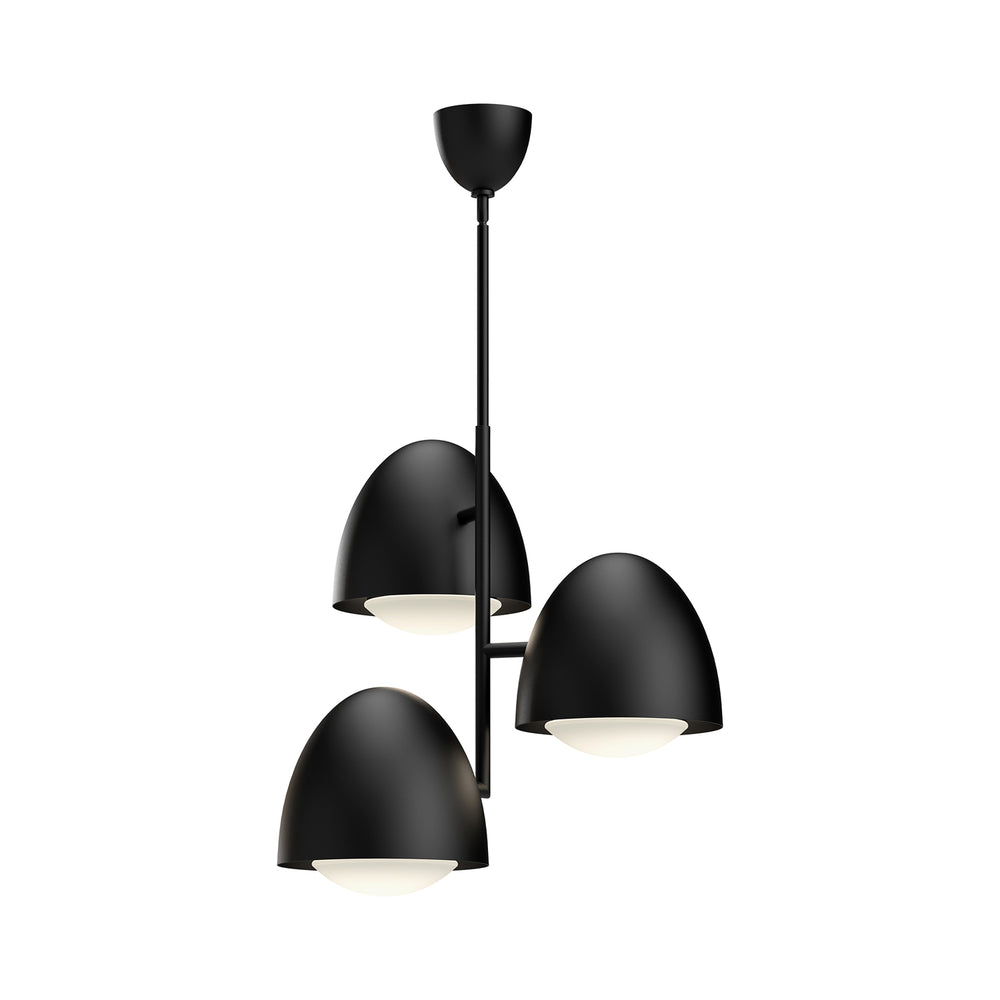 ALORA MOOD Lighting Kenji 24-in Chandeliers, 3 Lights, Matte Black/Opal Matte Glass
