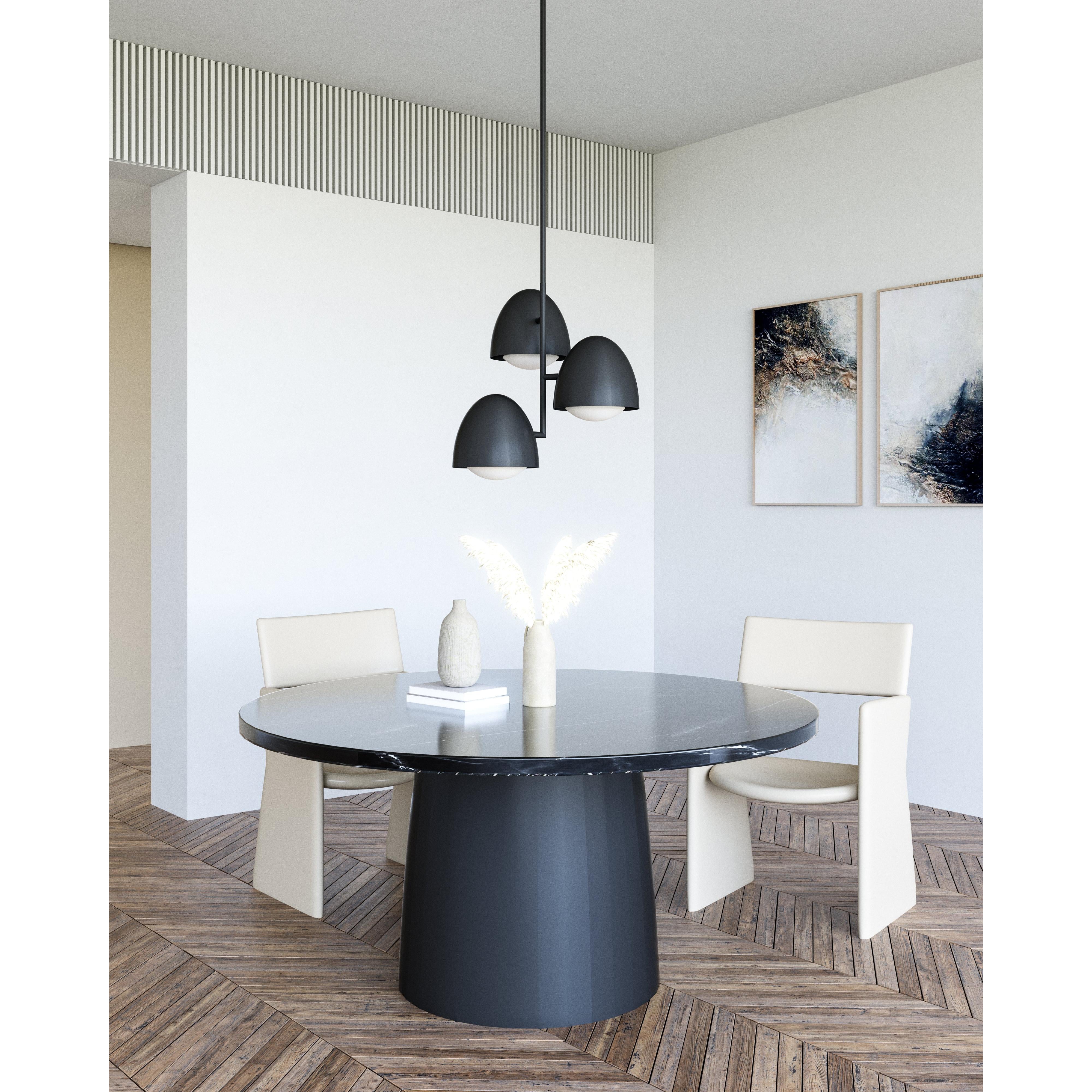 Kenji 24-in Matte Black/Opal Matte Glass 3 Lights Chandeliers