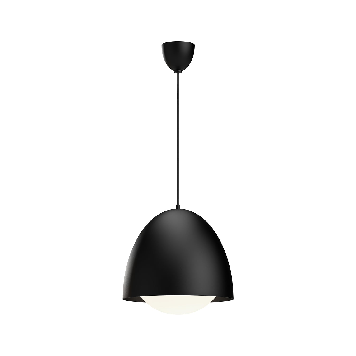 Kenji 16-in Matte Black/Opal Matte Glass 1 Light Pendant
