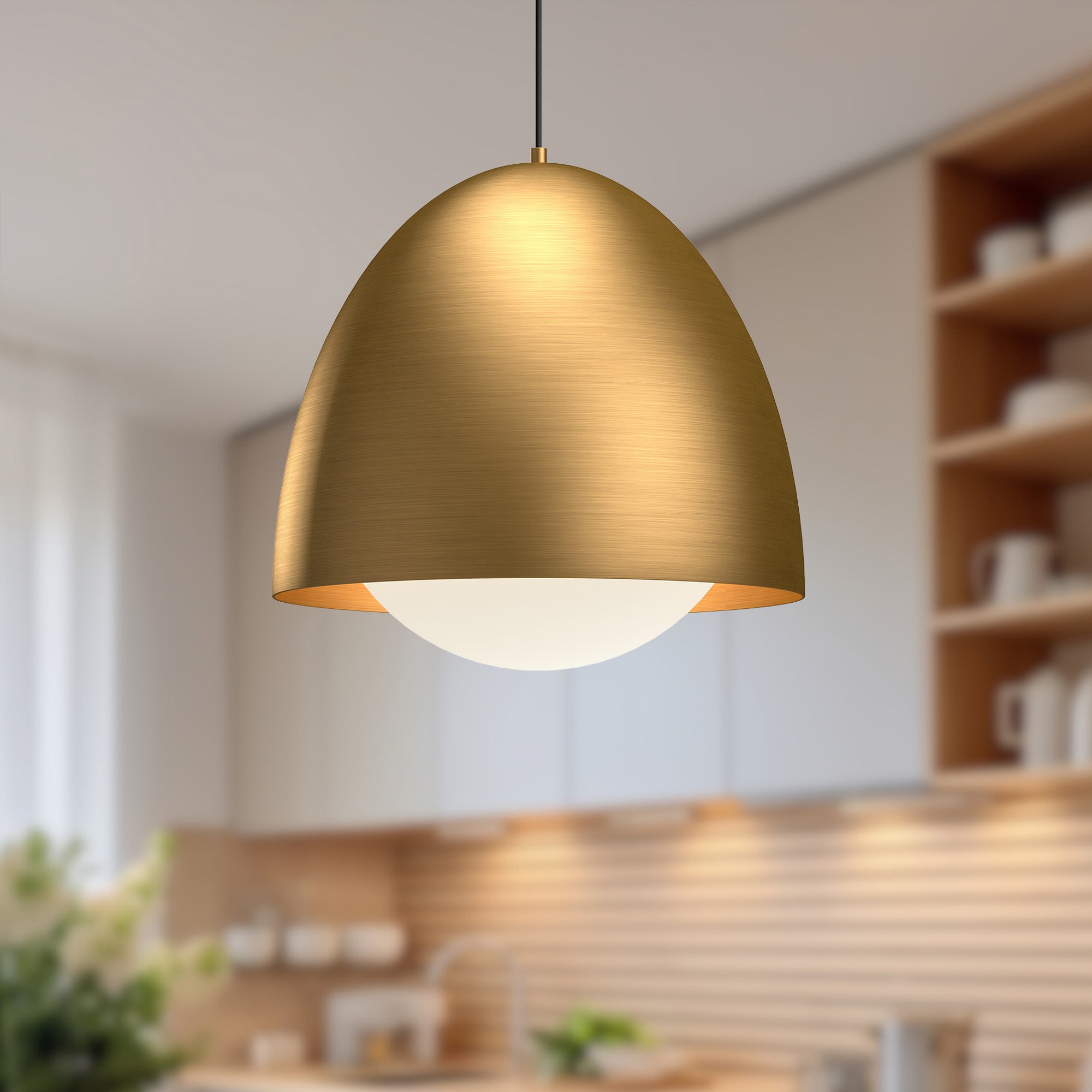 Kenji 20-in Aged Gold/Opal Matte Glass 1 Light Pendant