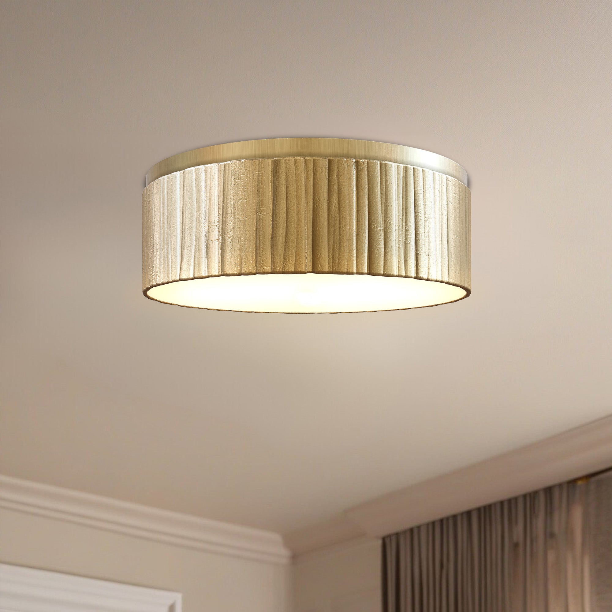 Kensington 12-in Vintage Brass LED Flush Mount