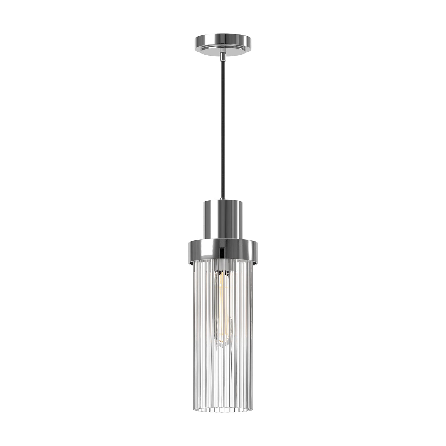 Kent 5-in Chrome/Clear Ribbed Glass 1 Light Pendant