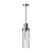 Kent 5-in Chrome/Clear Ribbed Glass 1 Light Pendant