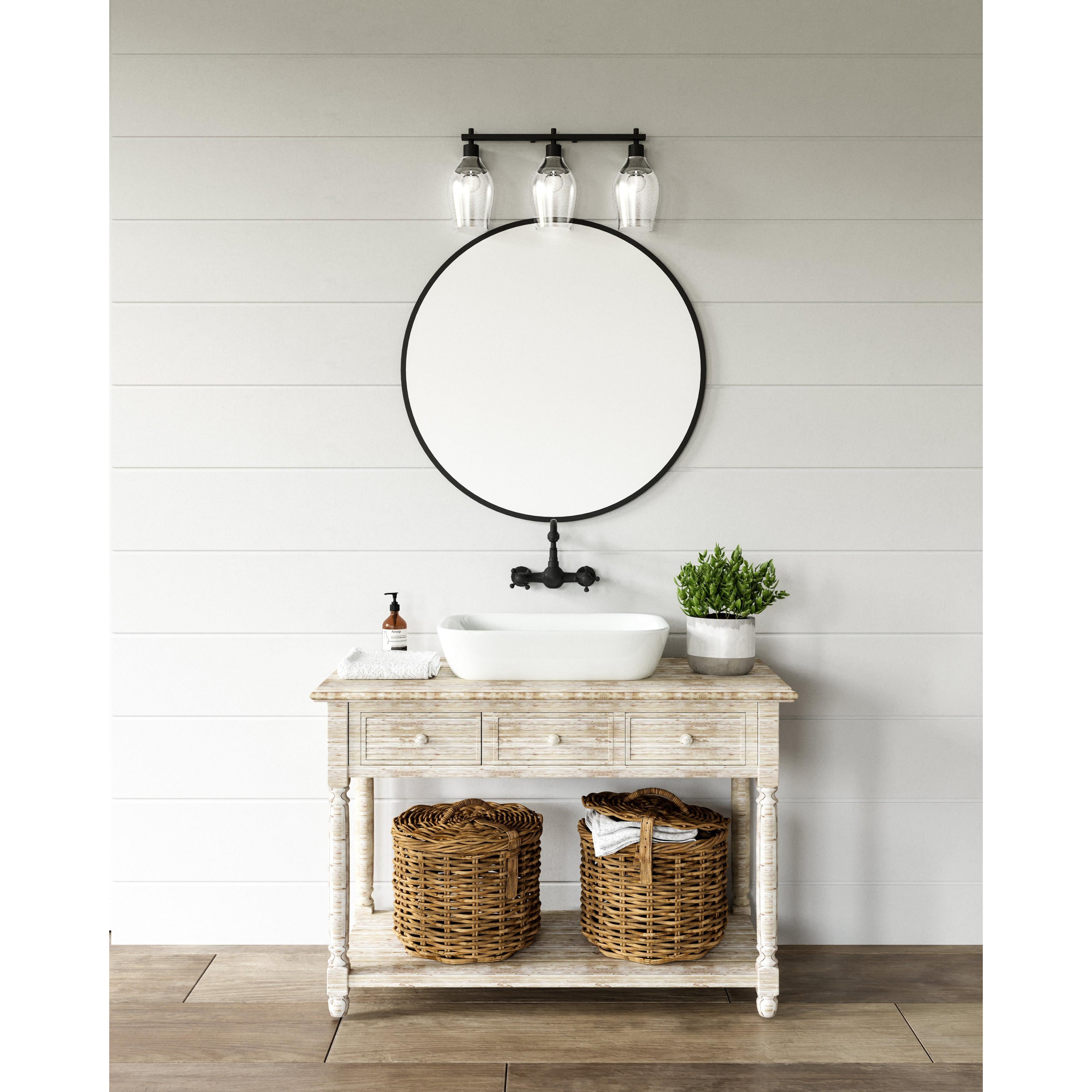 Kingsley 22-in Clear Glass/Matte Black 3 Lights Vanity