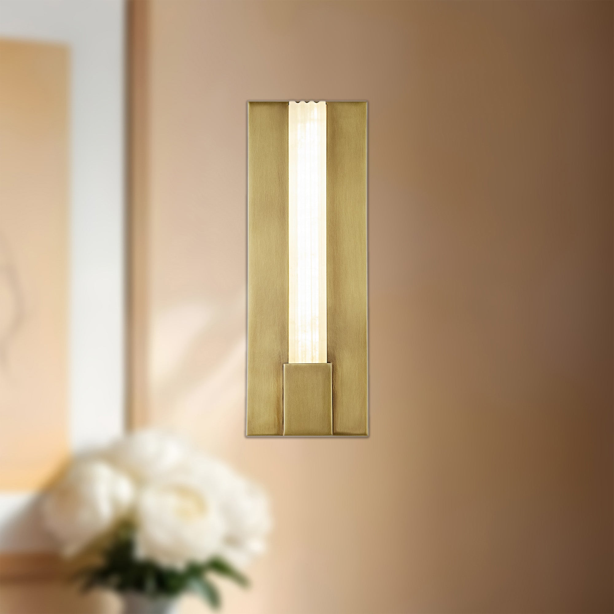 Kismet 14-in Vintage Brass/Alabaster LED Wall/Vanity