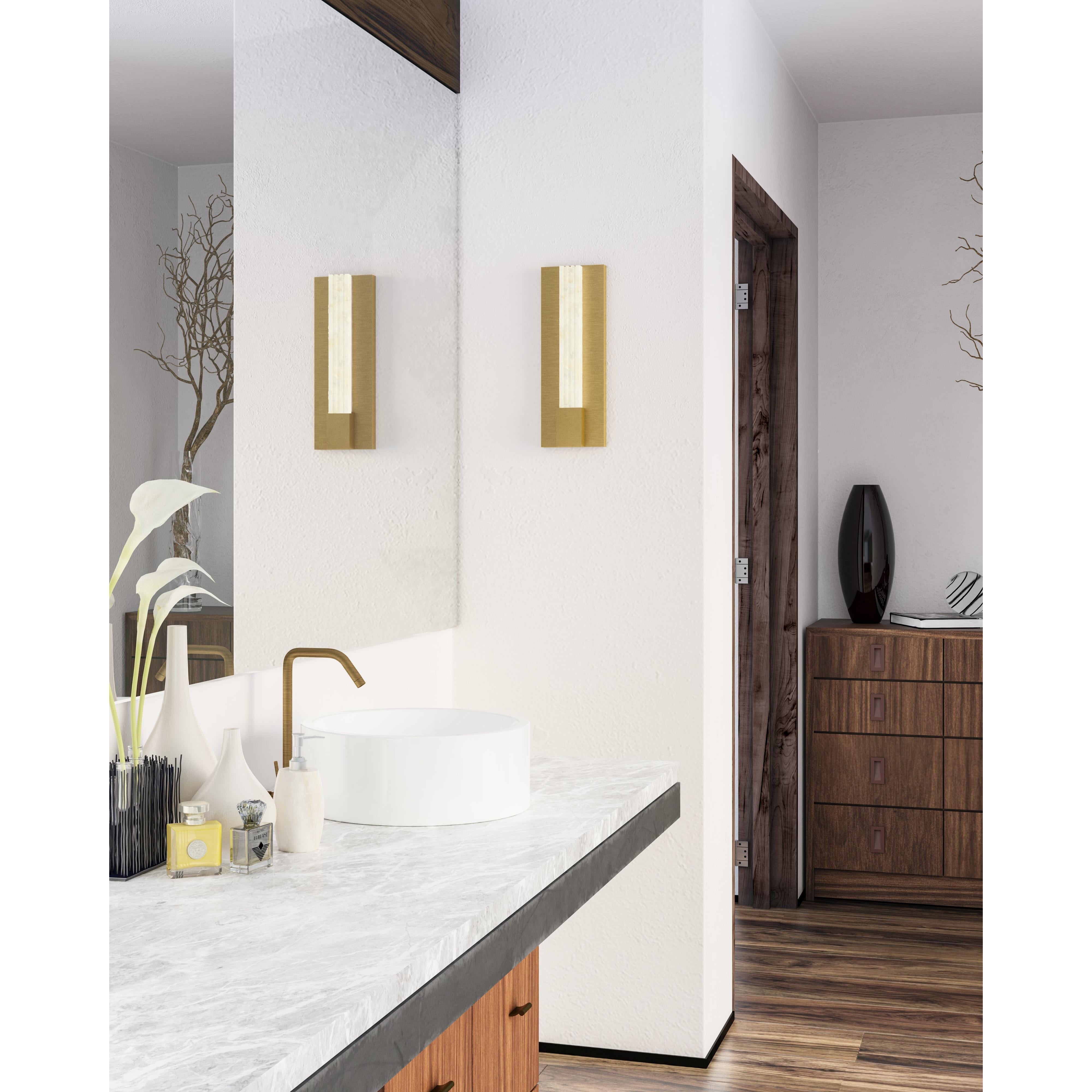 Kismet 14-in Vintage Brass/Alabaster LED Wall/Vanity