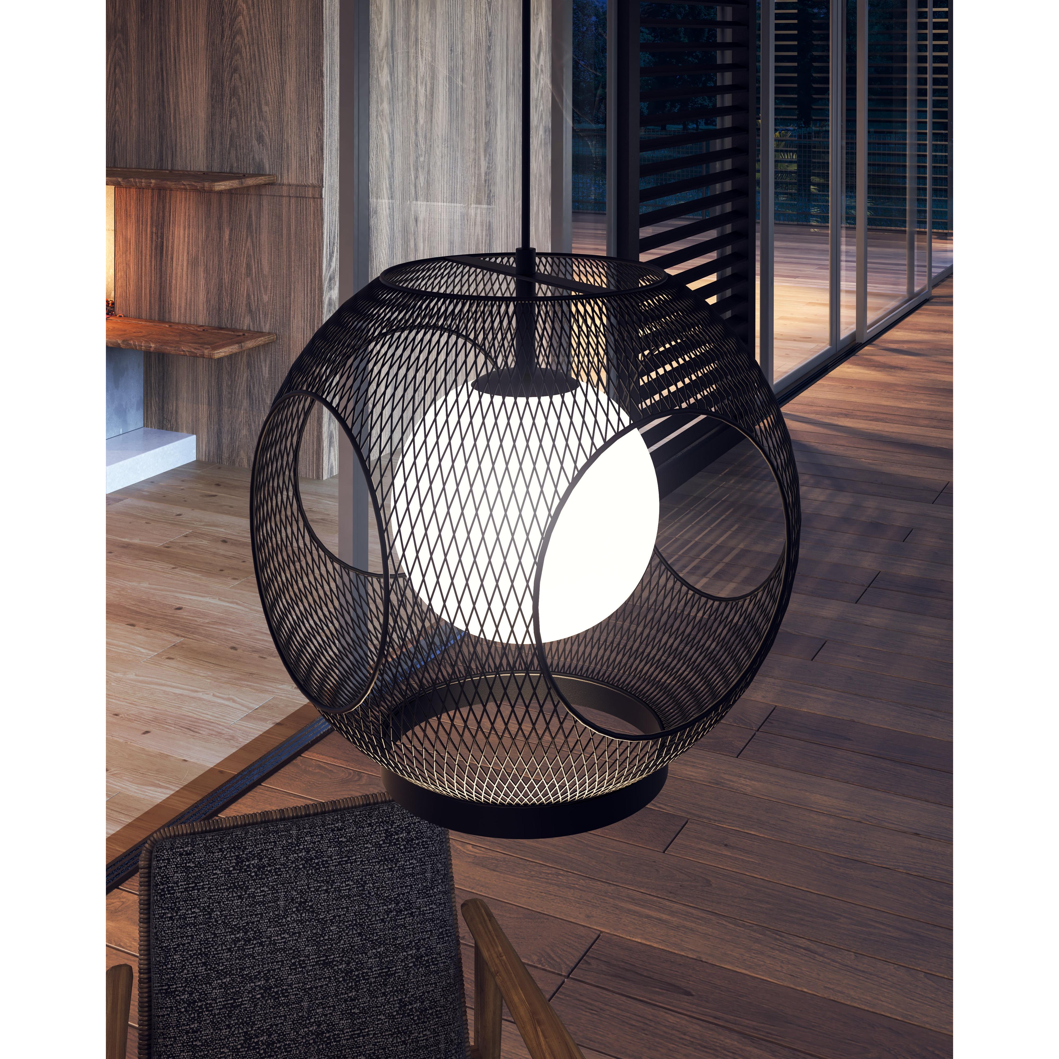 Kona 13-in Black/Opal Glass 1 Light Exterior Pendant