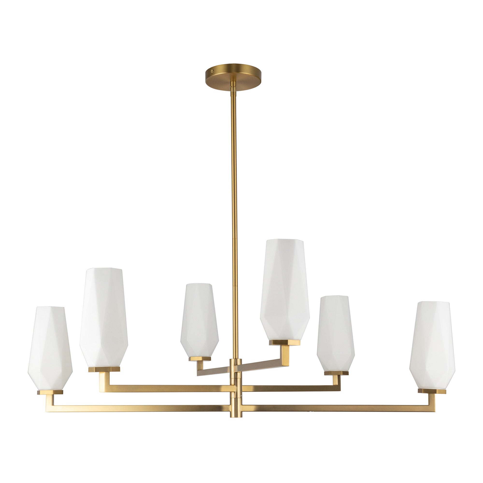Krysta 35-in Brushed Gold/Opal Glass 6 Lights Chandelier