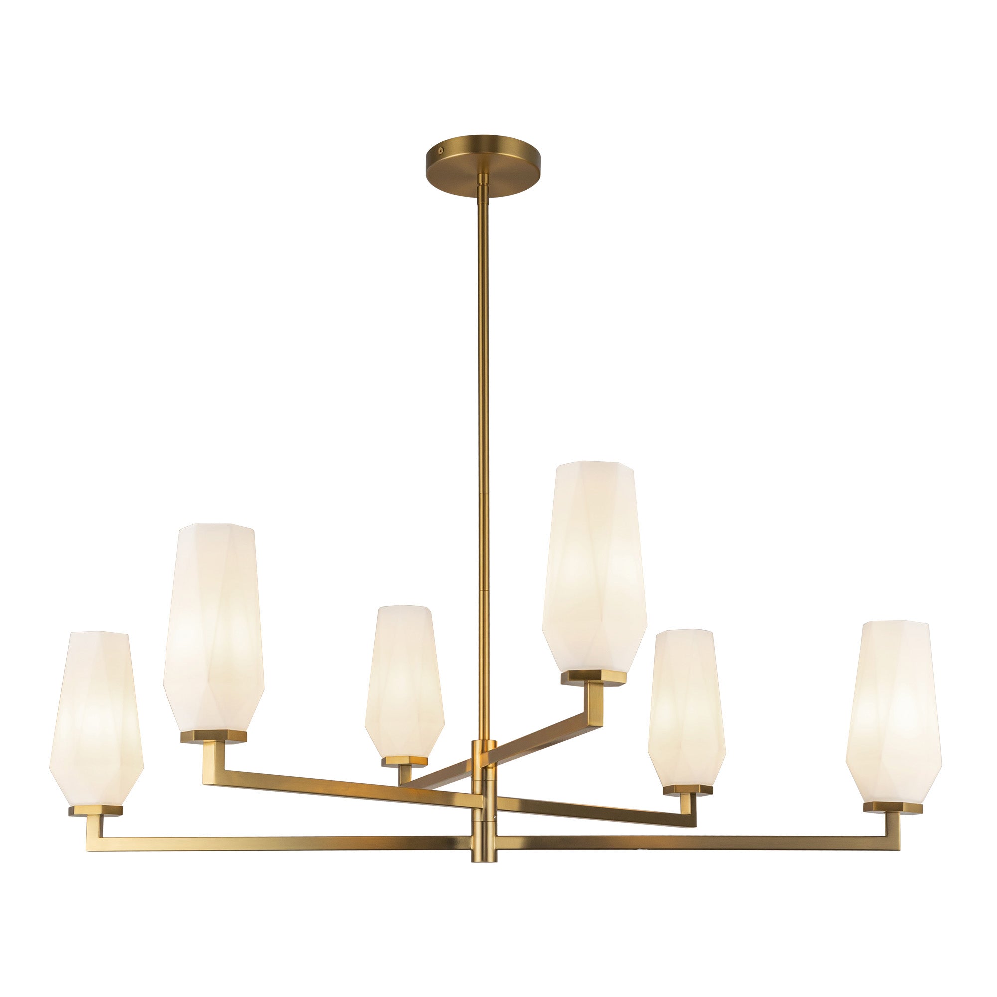 Krysta 35-in Brushed Gold/Opal Glass 6 Lights Chandelier