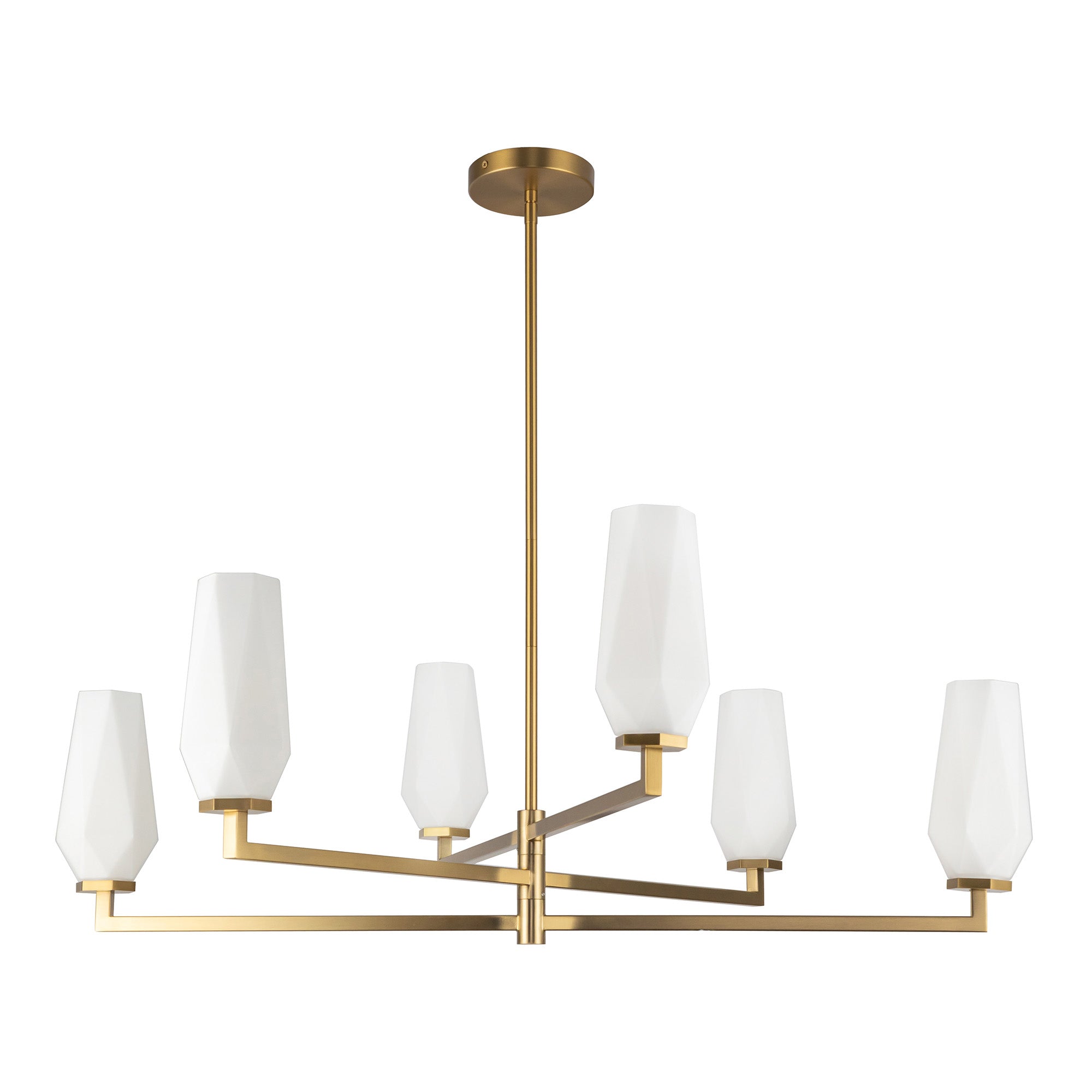 Krysta 35-in Brushed Gold/Opal Glass 6 Lights Chandelier