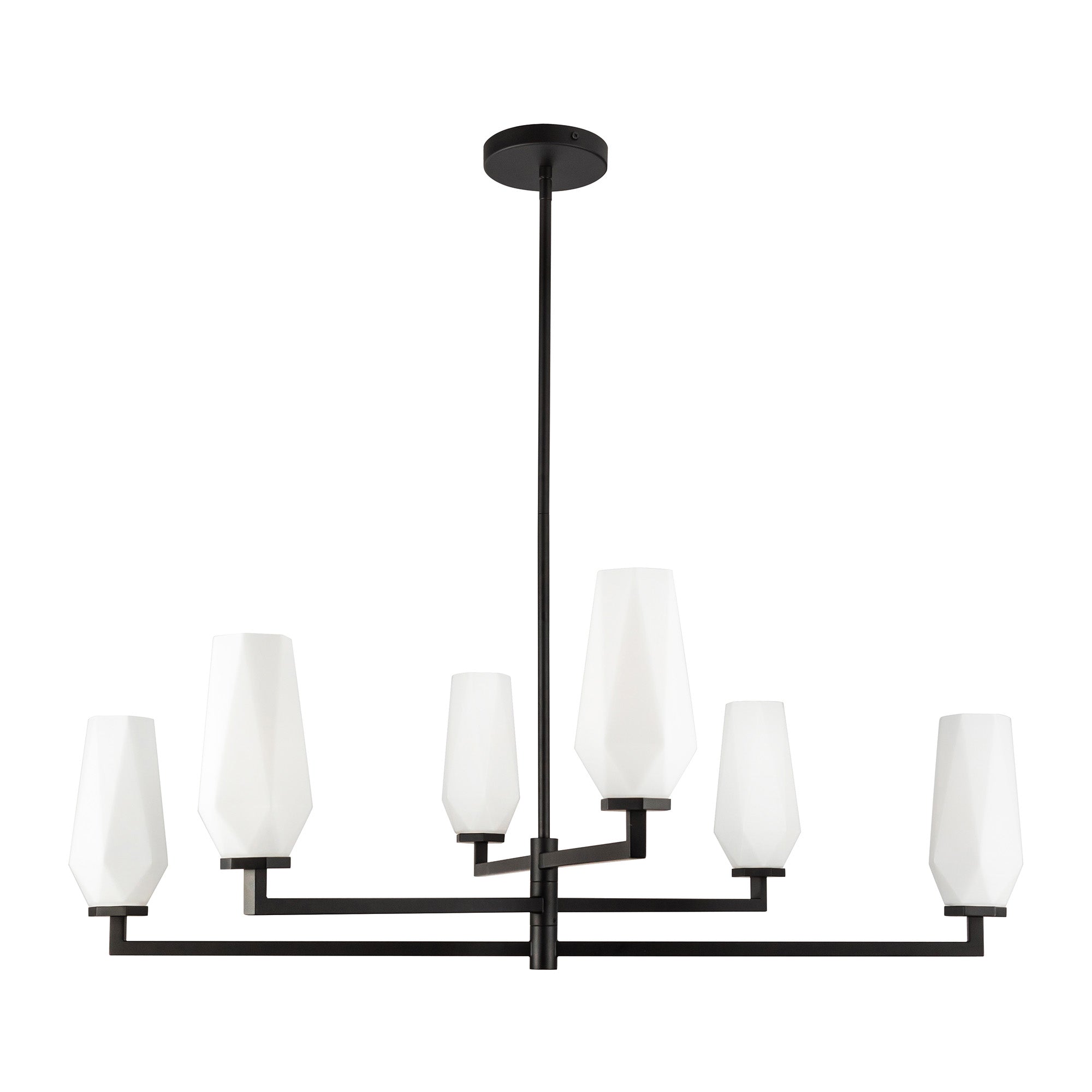Krysta 35-in Matte Black/Opal Glass 6 Lights Chandelier