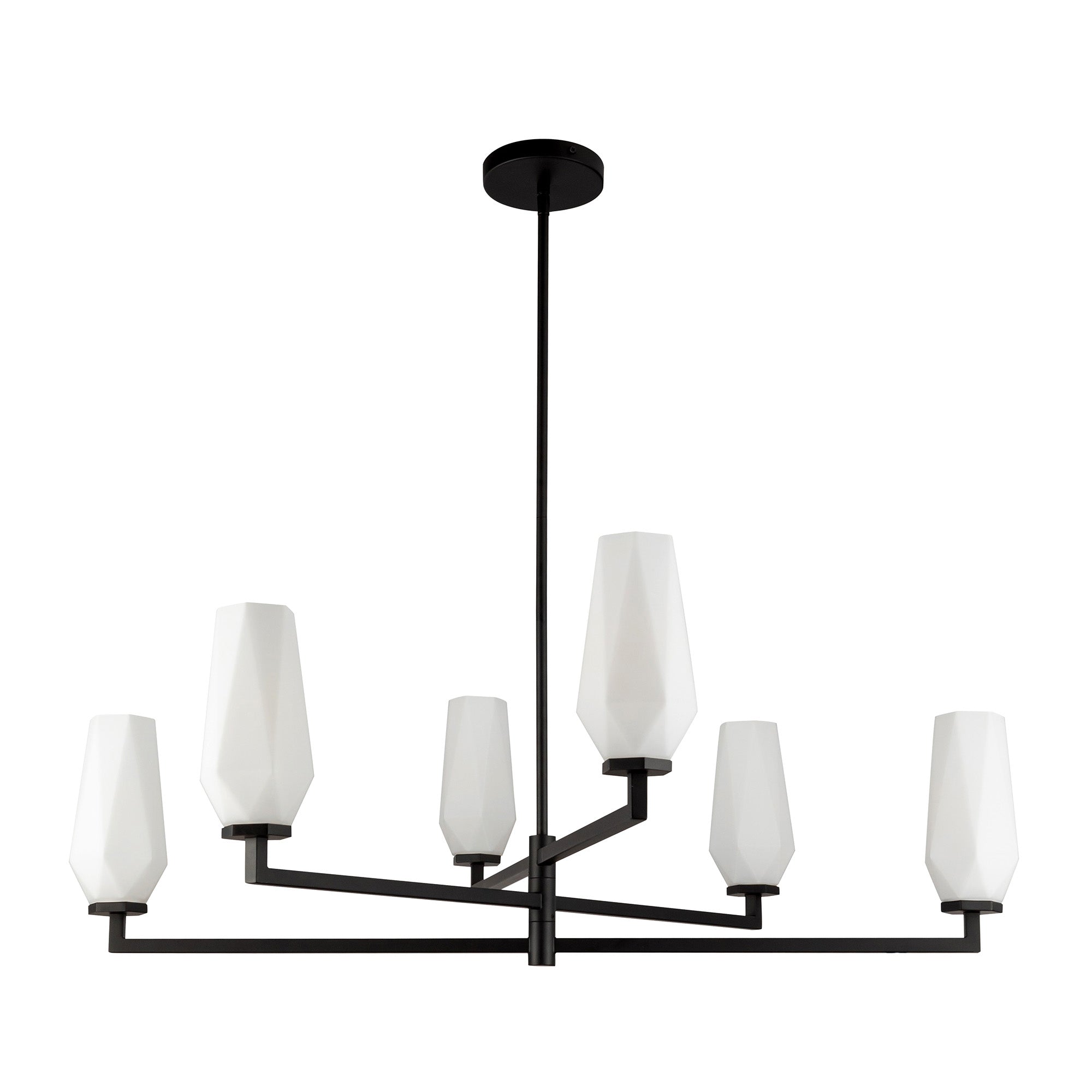 Krysta 35-in Matte Black/Opal Glass 6 Lights Chandelier