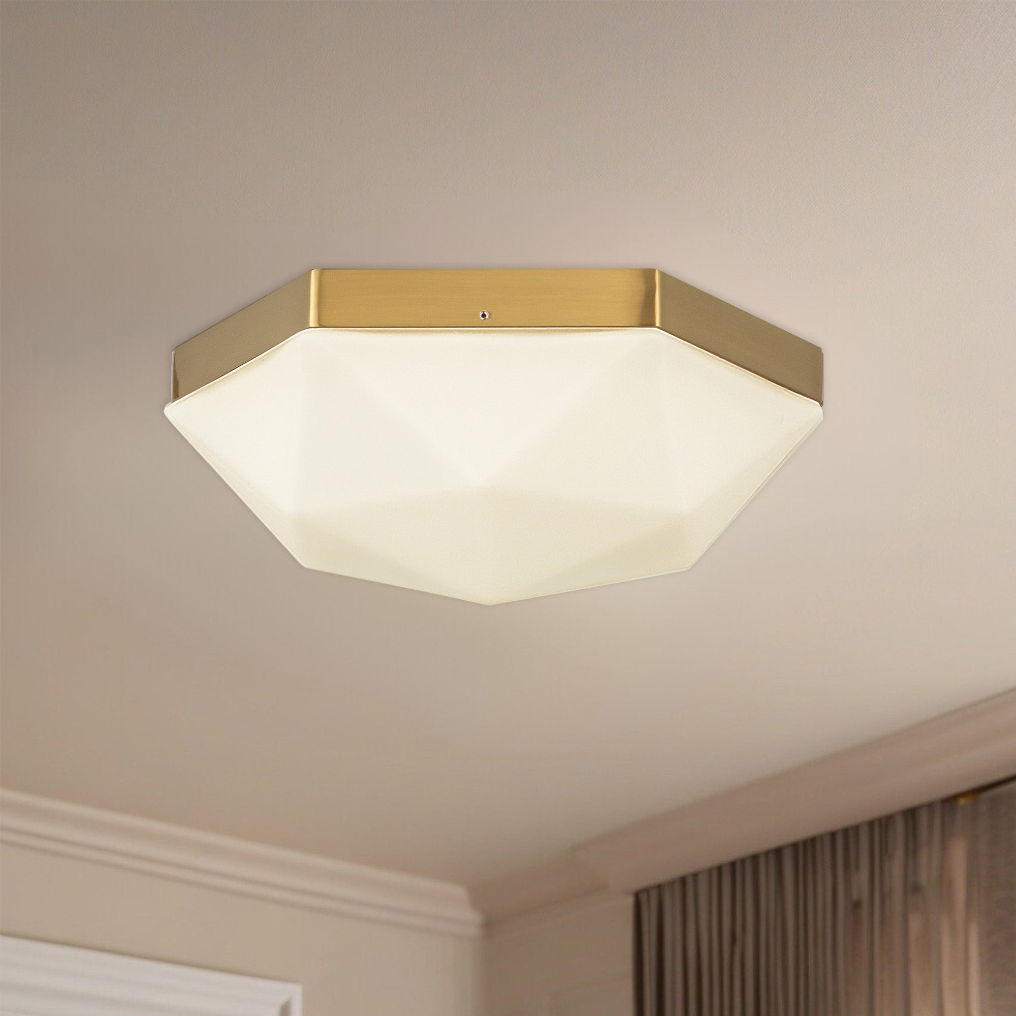 Krysta 12-in Brushed Gold/Opal Glass 2 Lights Flush Mount