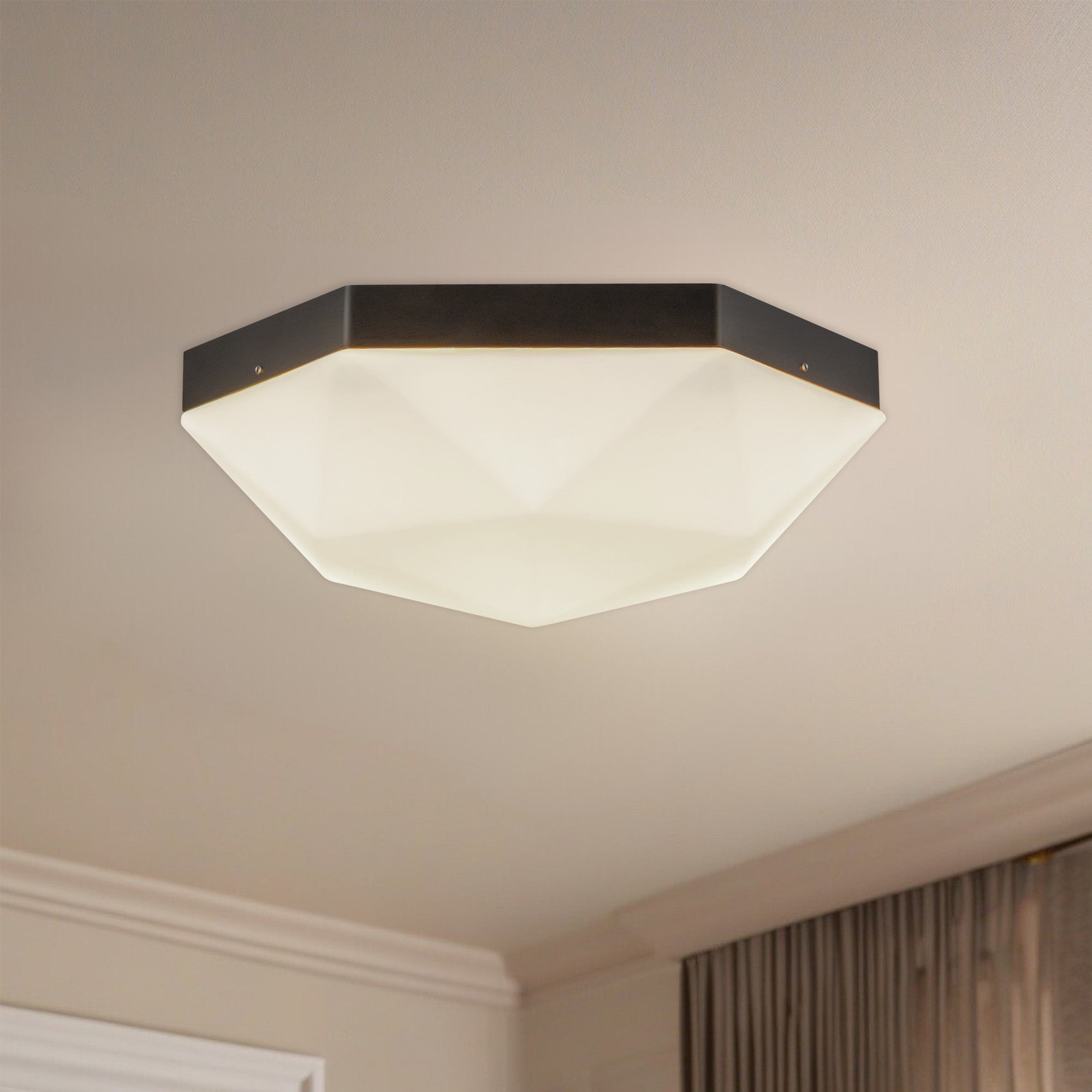Krysta 12-in Matte Black/Opal Glass 2 Lights Flush Mount