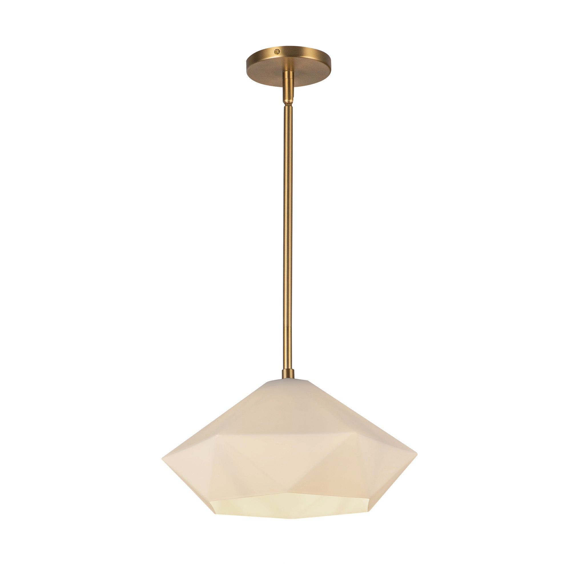 Krysta 14-in Brushed Gold/Opal Glass 1 Light Pendant