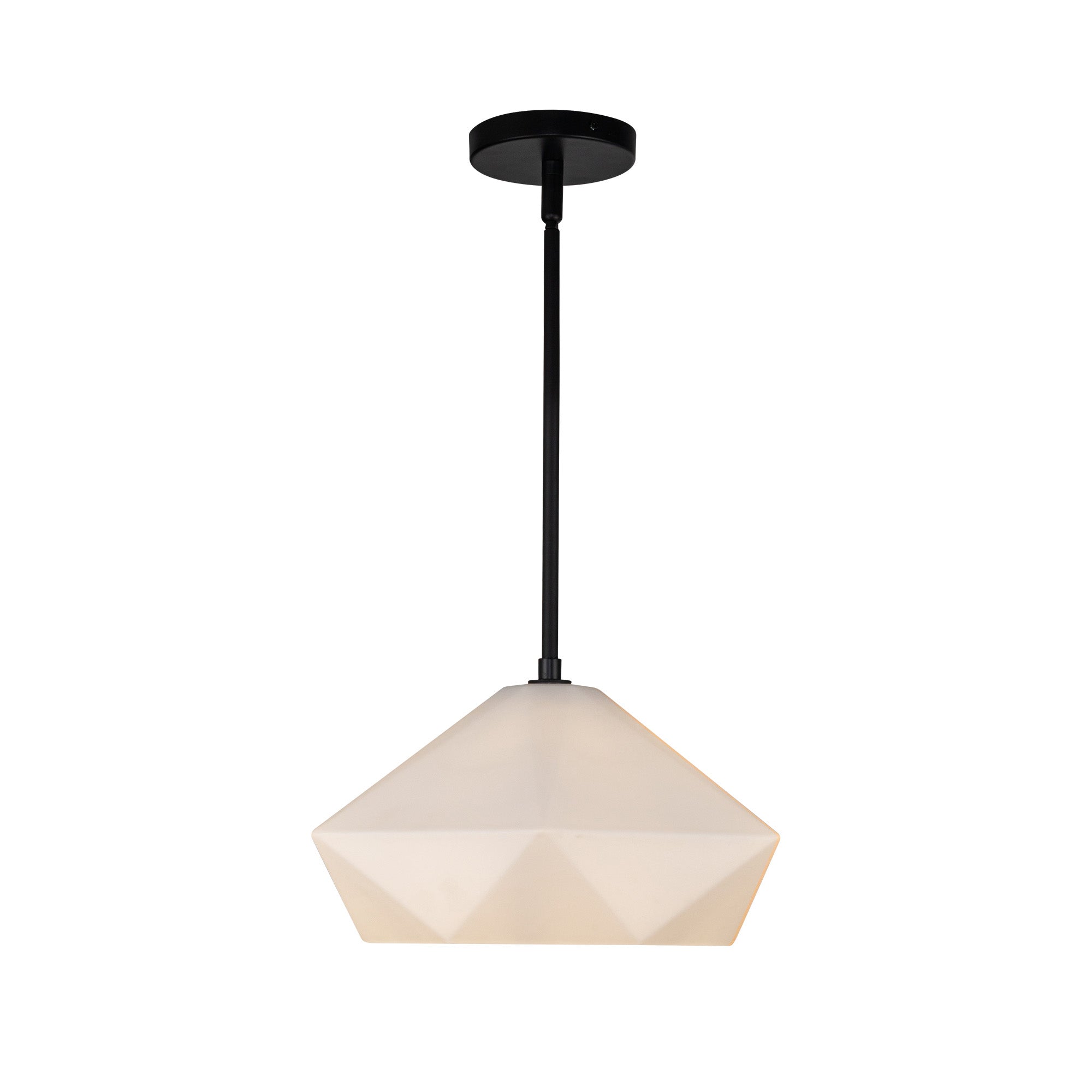 Krysta 14-in Matte Black/Opal Glass 1 Light Pendant