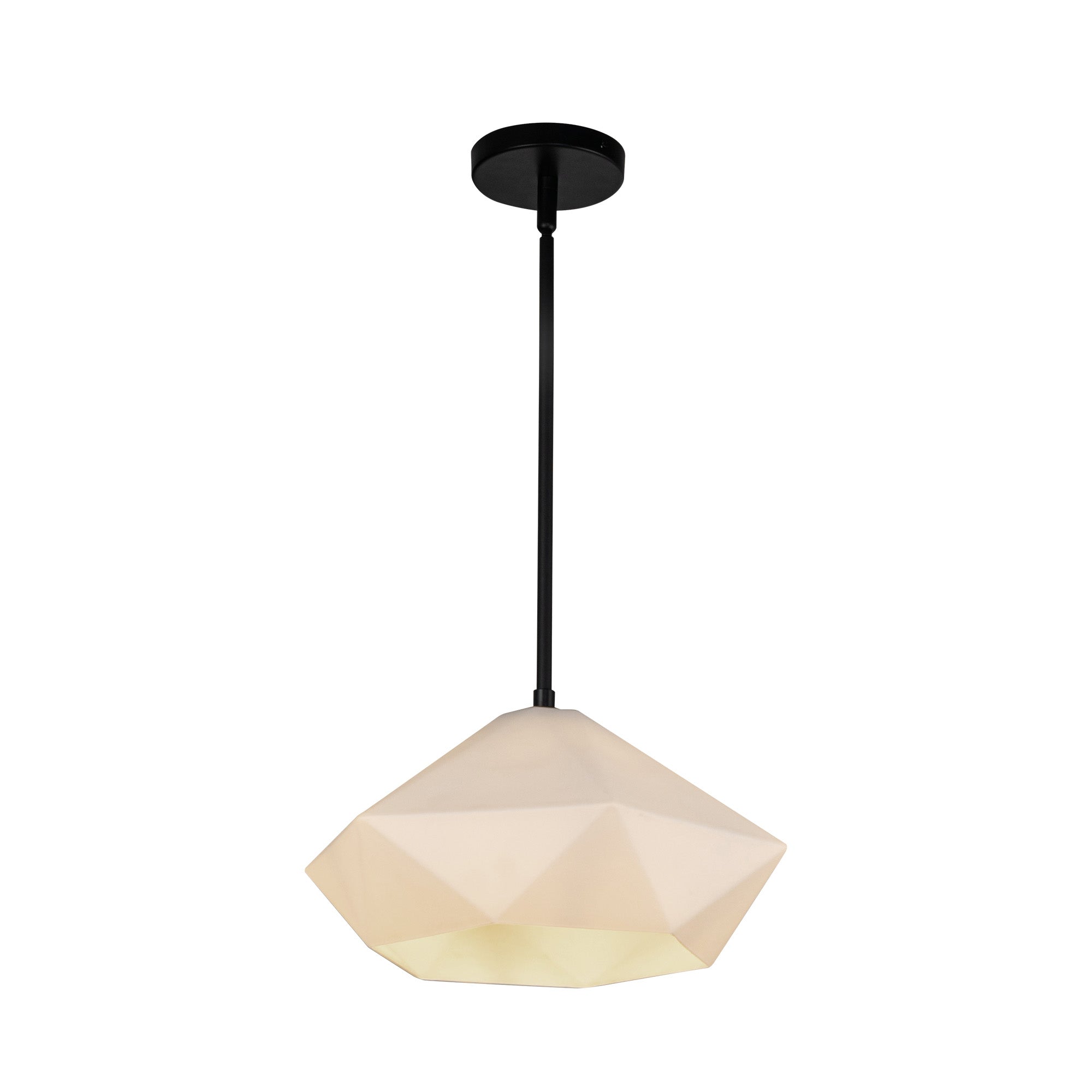 Krysta 14-in Matte Black/Opal Glass 1 Light Pendant