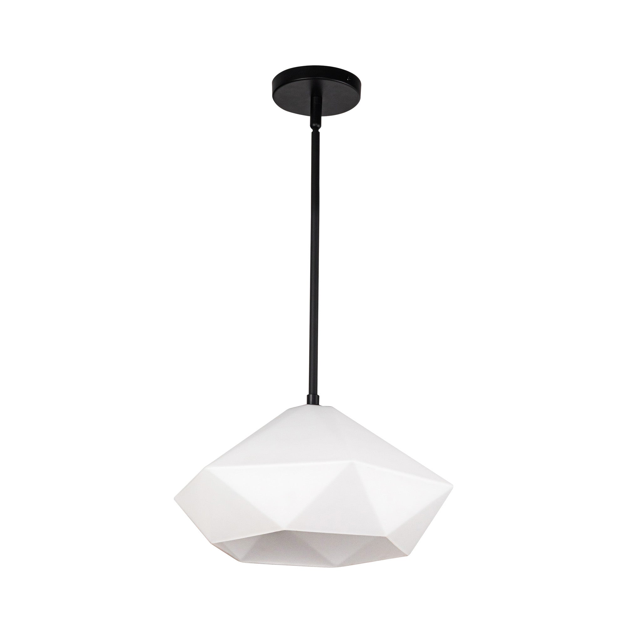 Krysta 14-in Matte Black/Opal Glass 1 Light Pendant
