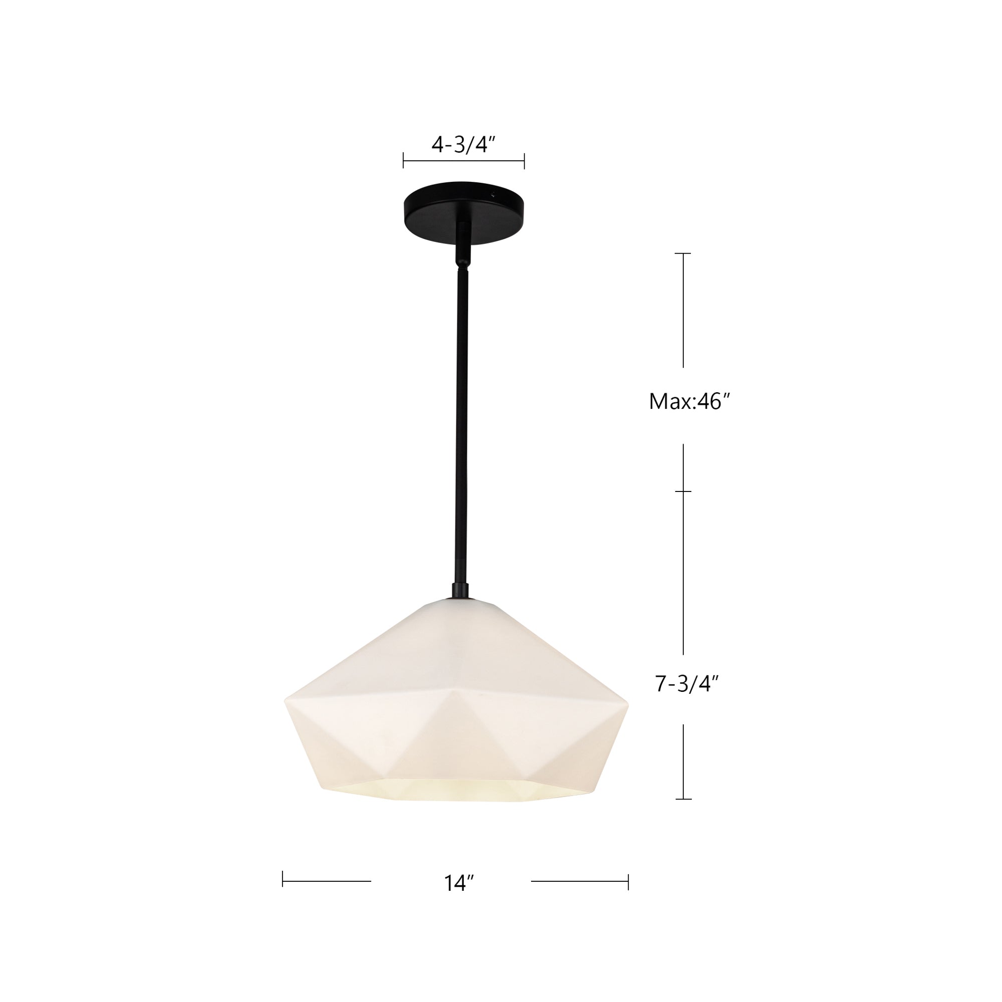 Krysta 14-in Matte Black/Opal Glass 1 Light Pendant