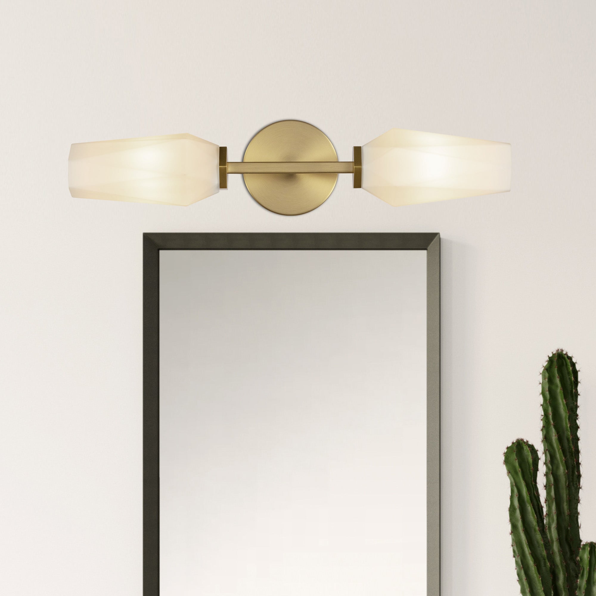Krysta 20-in Brushed Gold/Opal Glass 2 Lights Wall Vanity