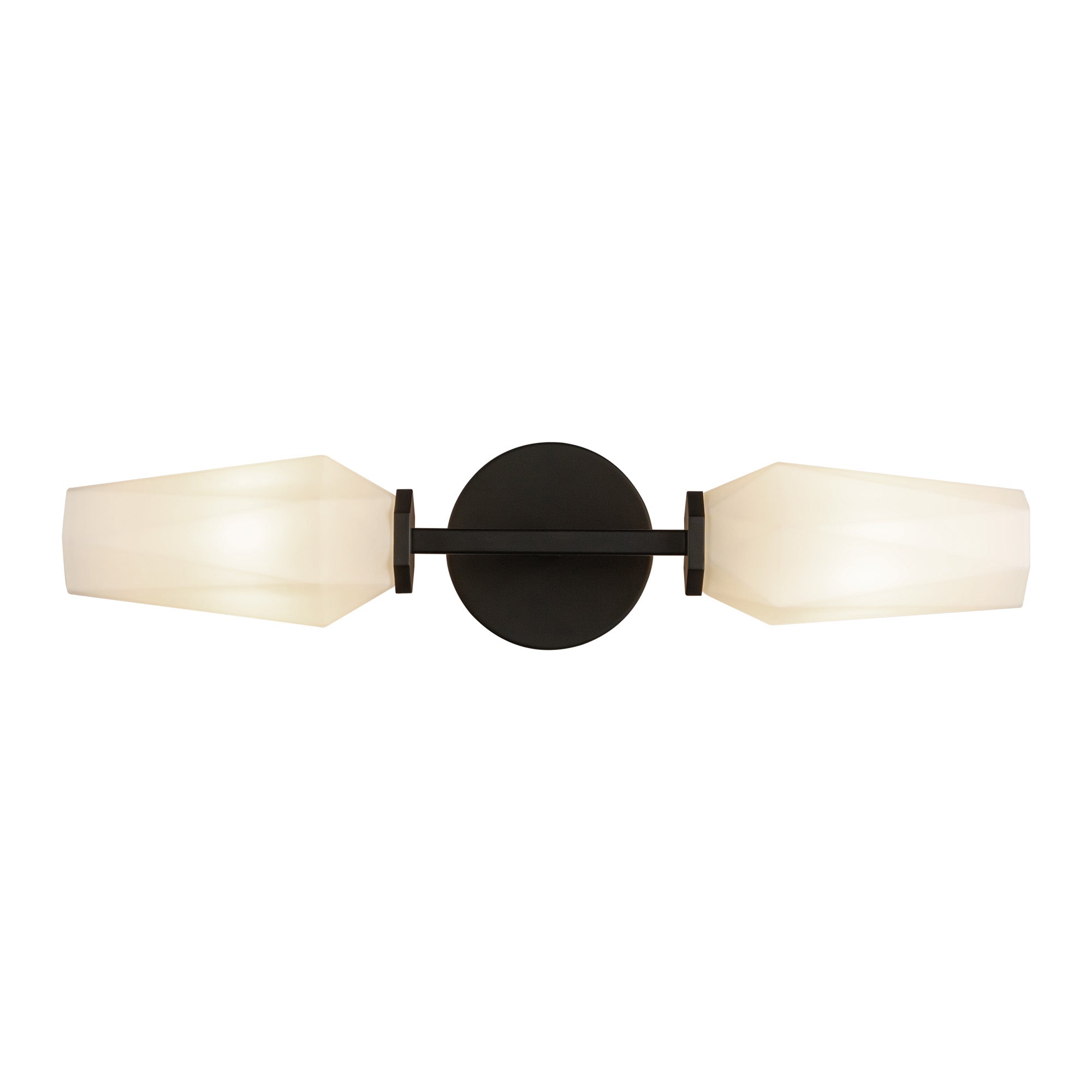 Krysta 20-in Matte Black/Opal Glass 2 Lights Wall Vanity