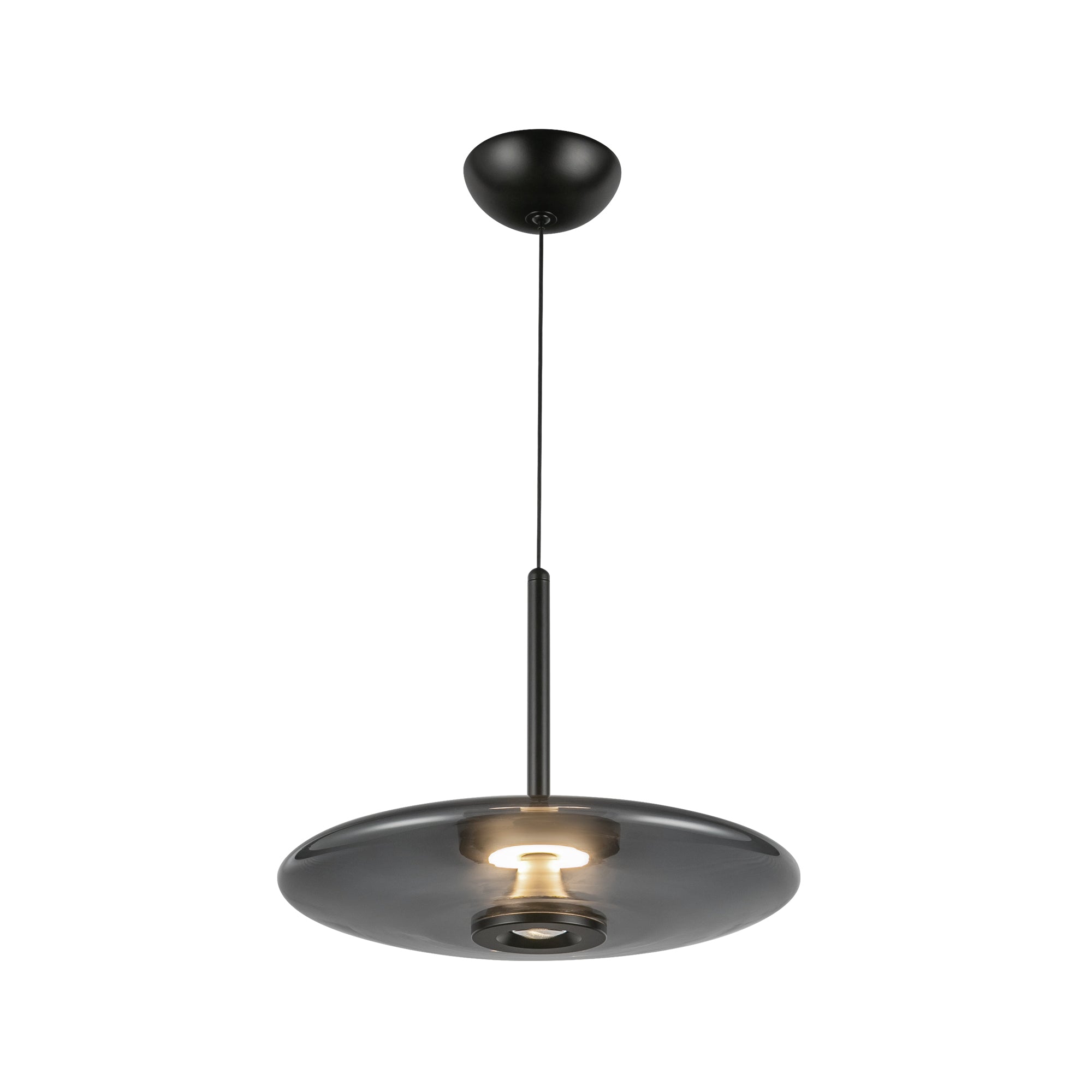 Kyoto 17-in Black/Smoked Glass LED Pendant