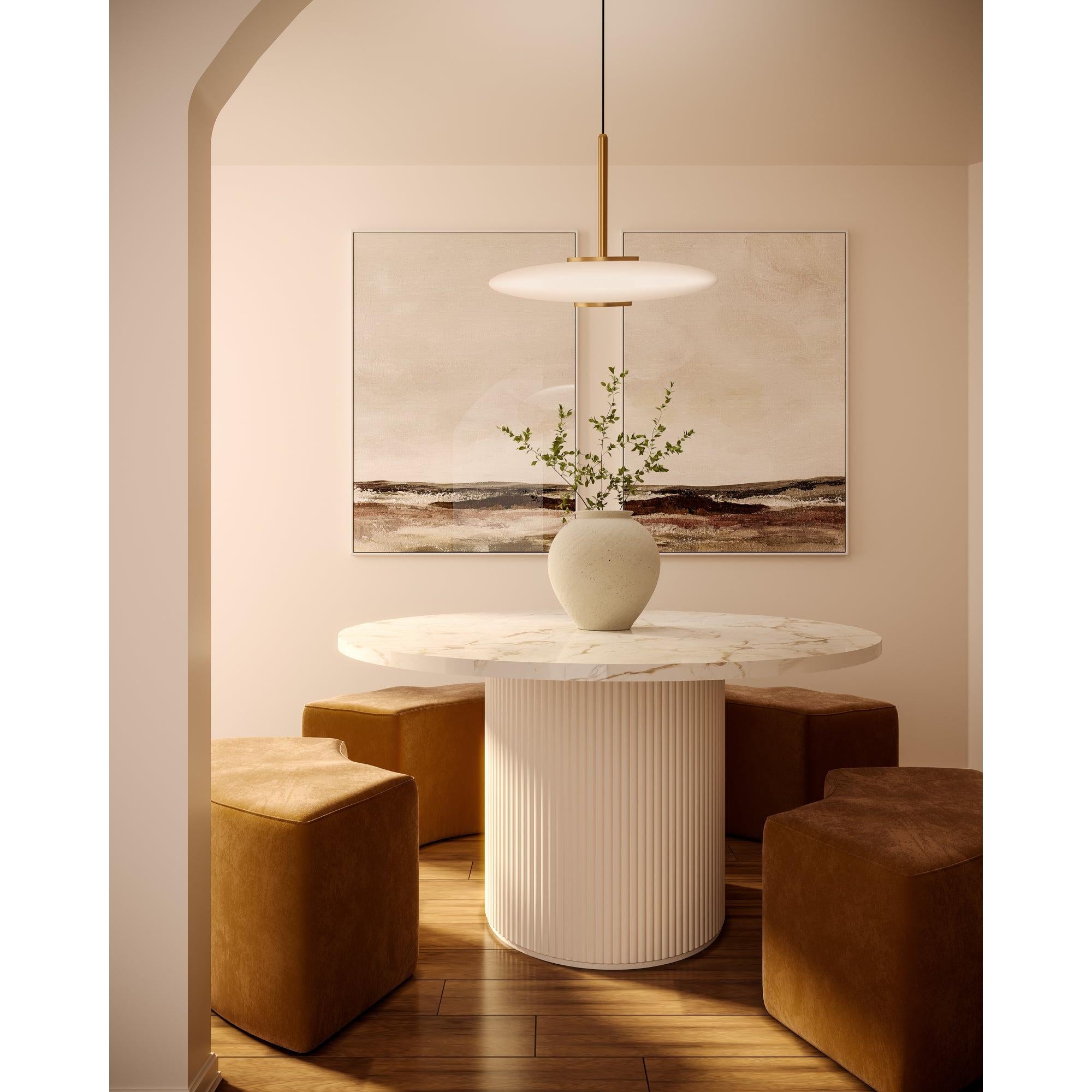 Kyoto 17-in Vintage Brass/Glossy Opal Glass LED Pendant