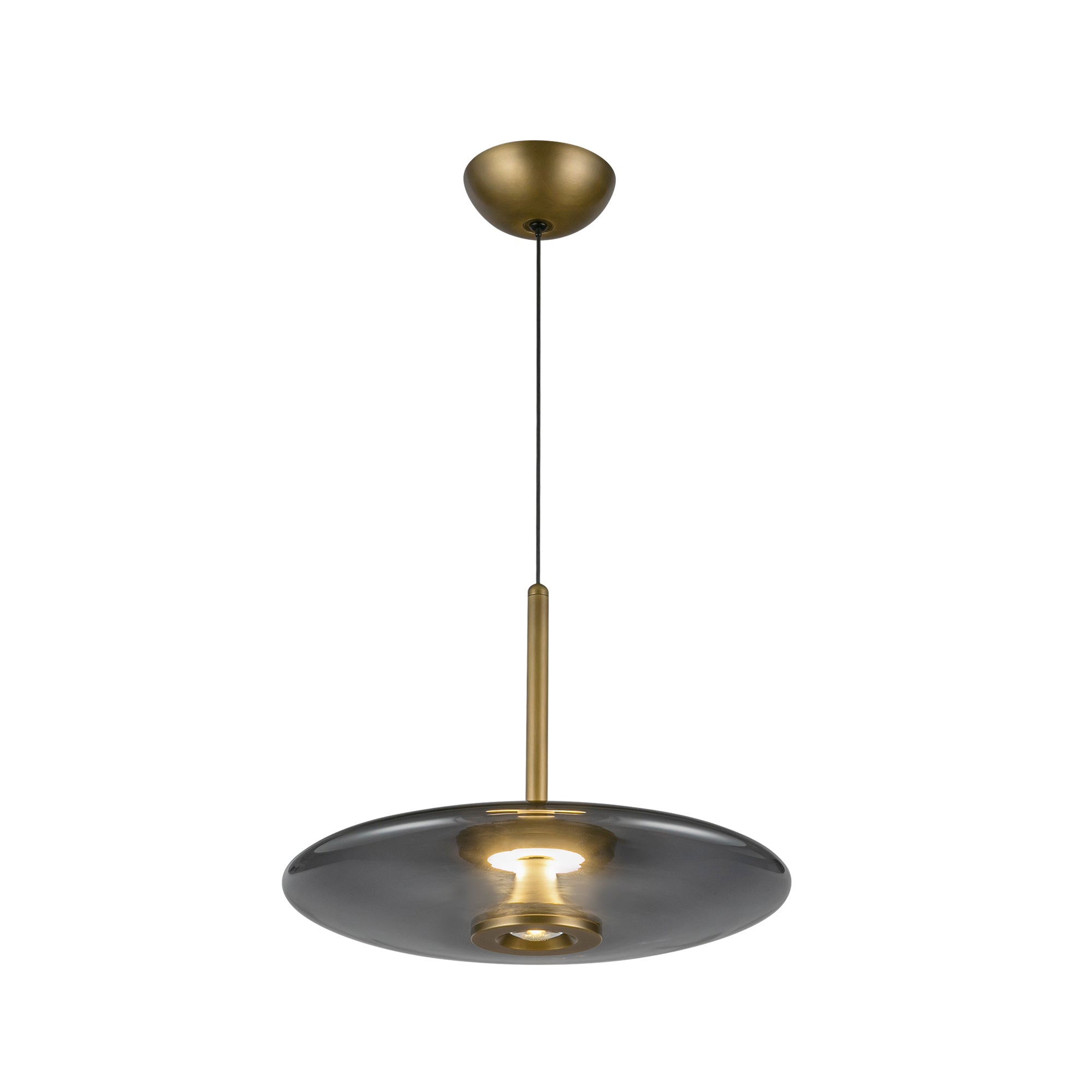 Kyoto 17-in Vintage Brass/Smoked Glass LED Pendant