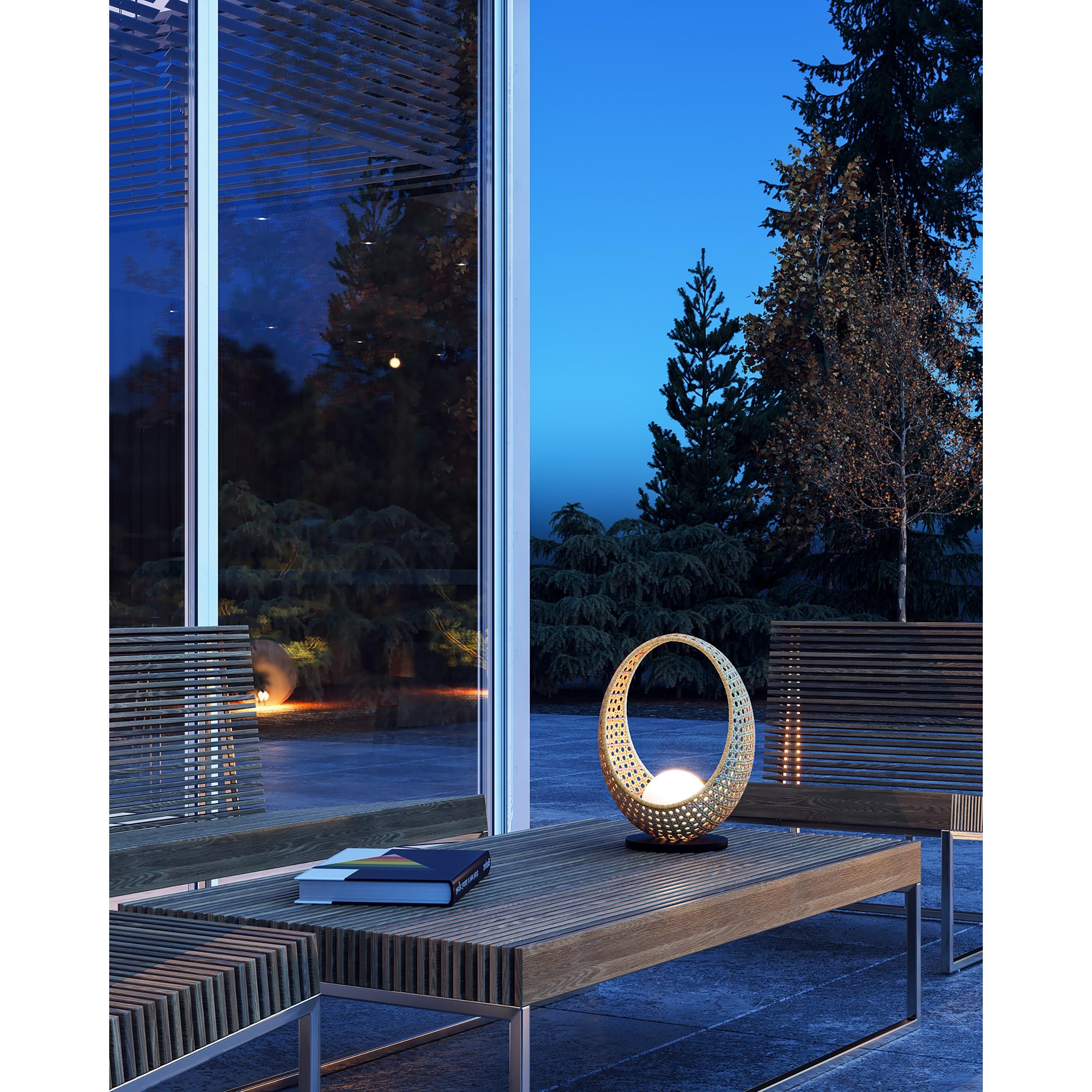 Lanai 16-in Black/Opal Glass LED Table Lamp