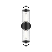 Lancaster 5-in Clear Bubble Glass/Textured Black 2 Lights Exterior Wall Sconce