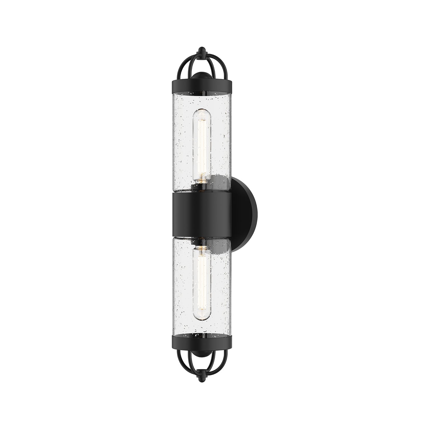 Lancaster 5-in Clear Bubble Glass/Textured Black 2 Lights Exterior Wall Sconce