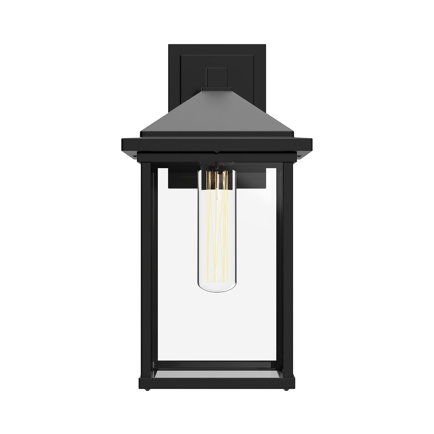 Larchmont 6-in Clear Glass/Textured Black 1 Light Exterior Wall Sconce
