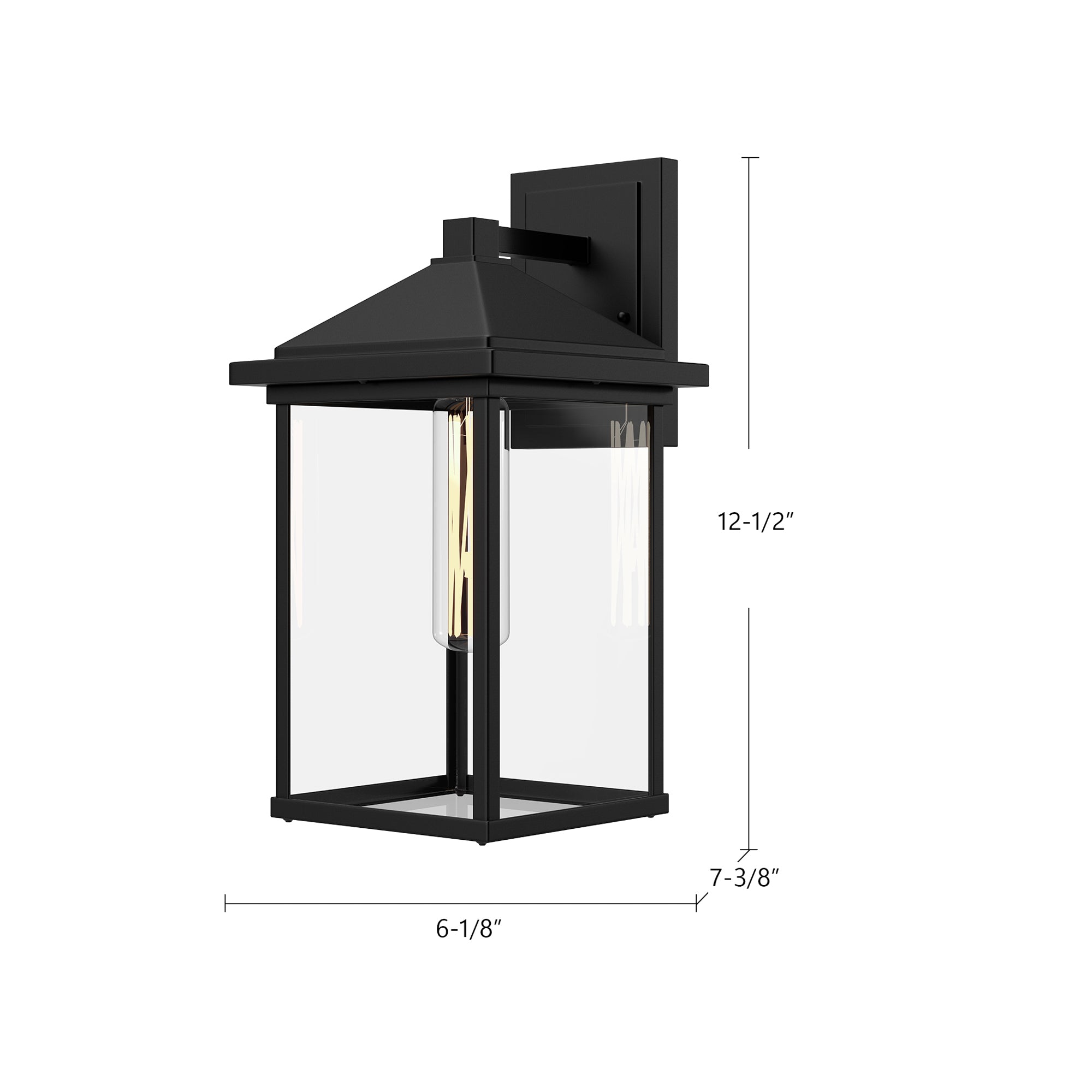 Larchmont 6-in Clear Glass/Textured Black 1 Light Exterior Wall Sconce