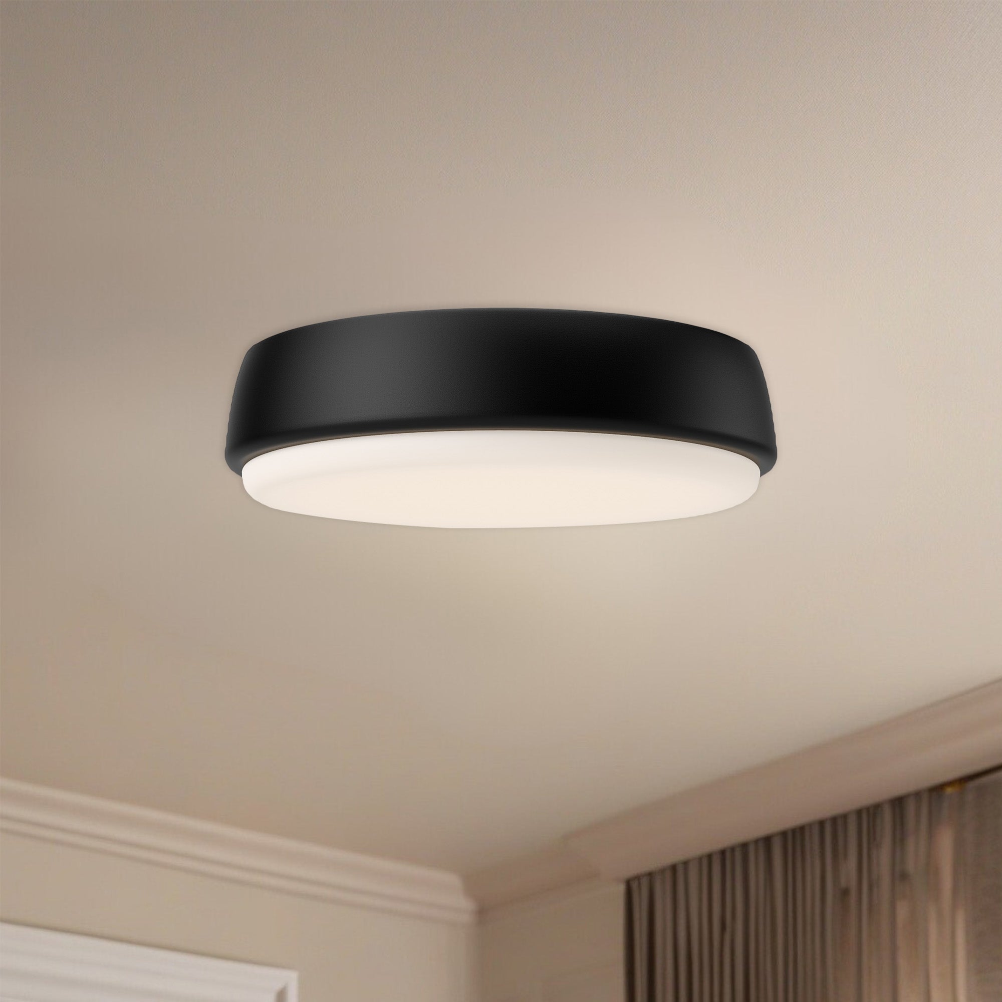 Laval 9-in Matte Black LED Flush Mount