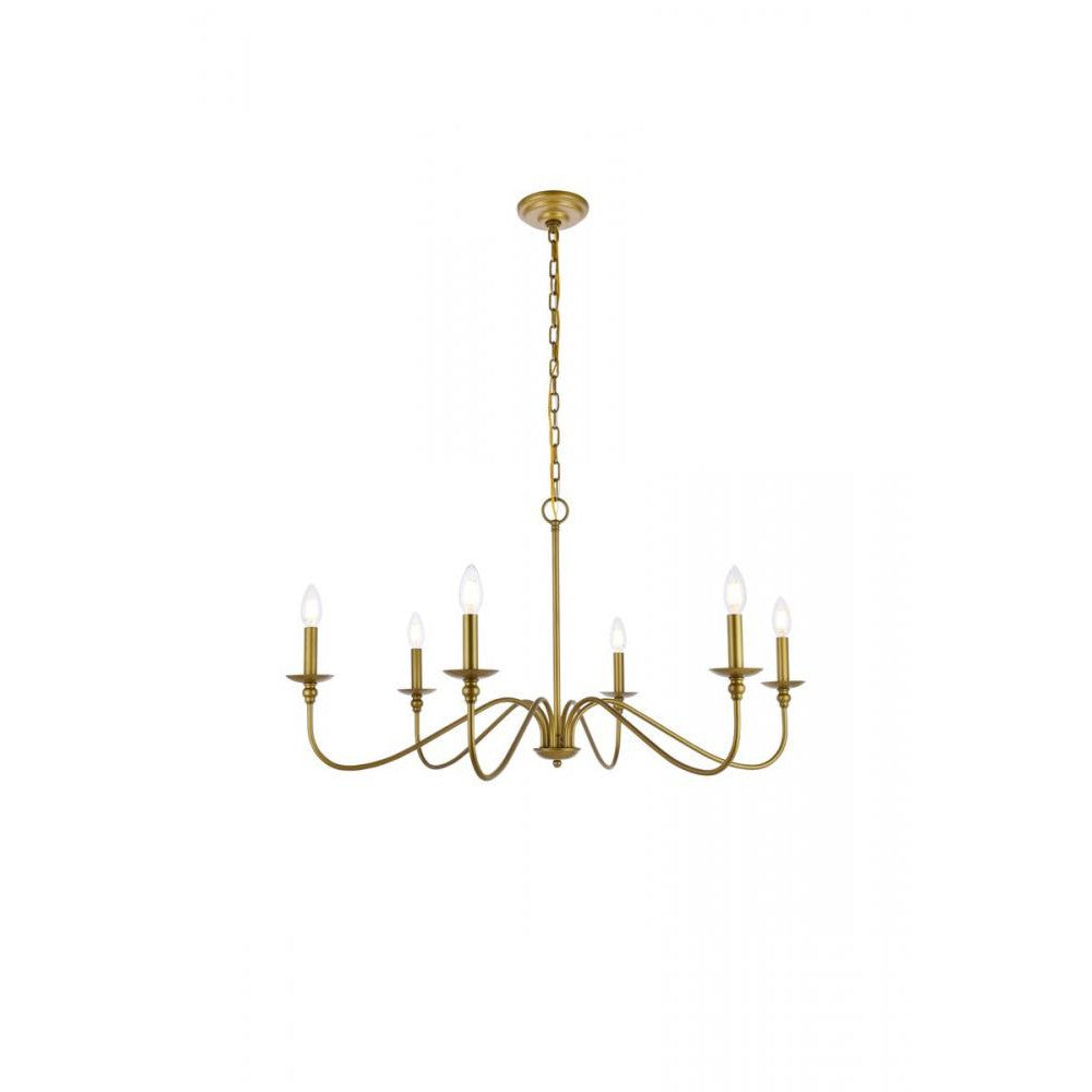 Elegant Lighting ROHAN LD5006D36BR Chandelier Mid Century Modern - Brass