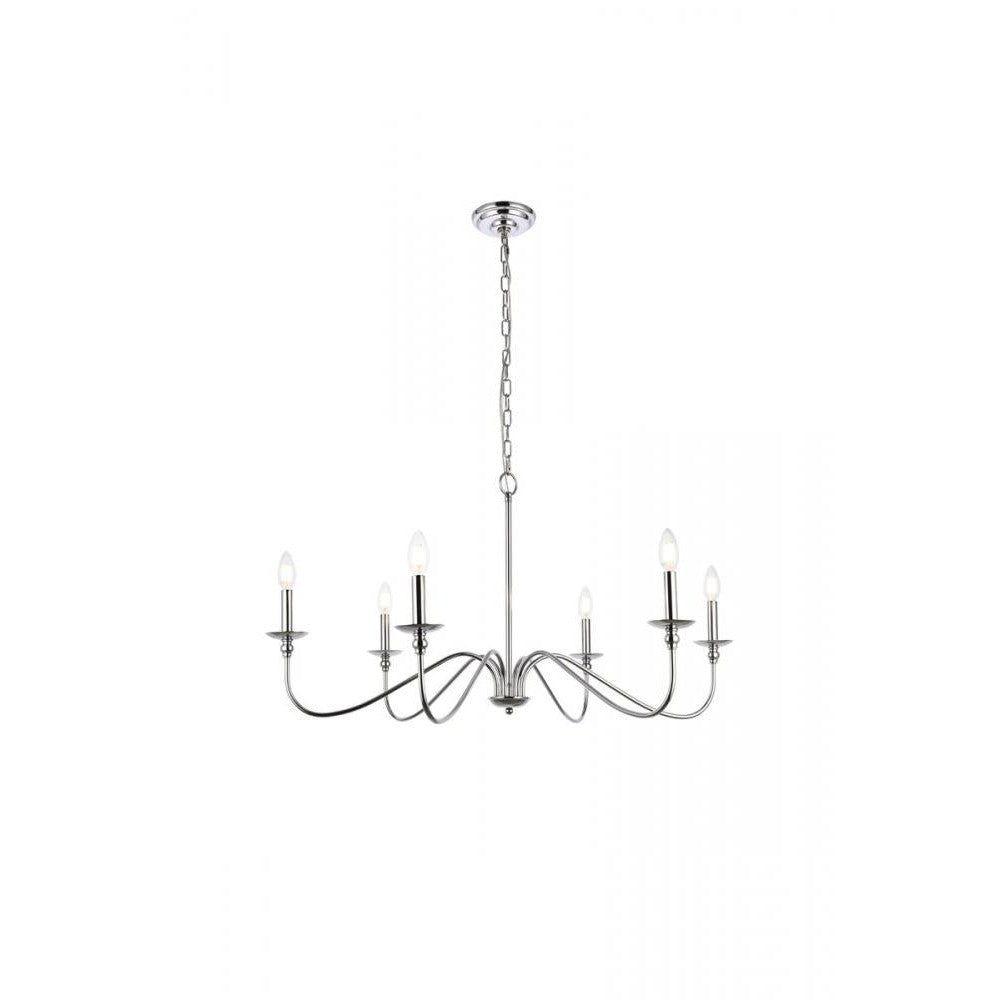 Elegant Lighting ROHAN LD5006D36PN Chandelier Mid Century Modern - Polished Nickel