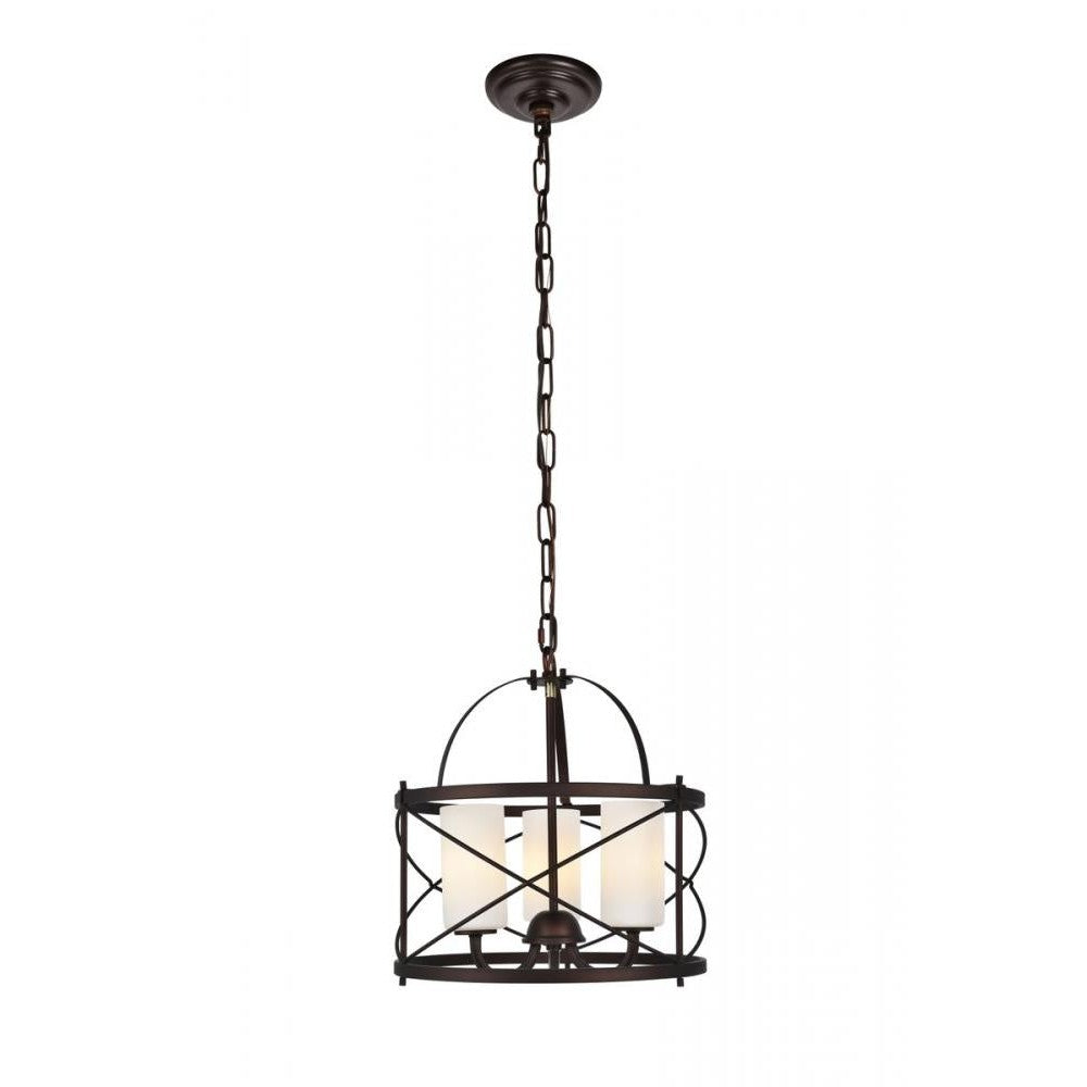 Elegant Lighting WREN LD5013D16DCB Pendant Transitional - Dark Copper Brown And White