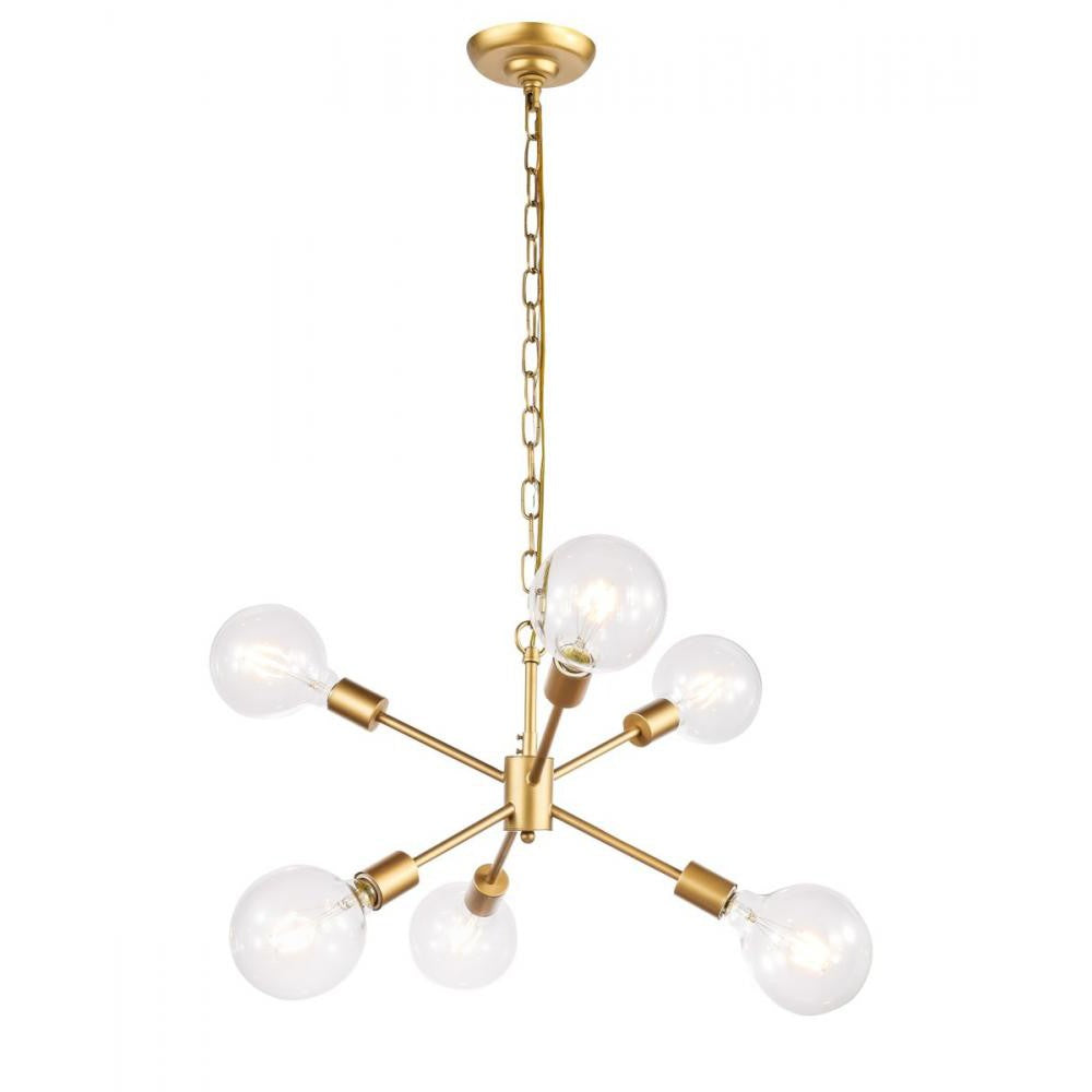 Elegant Lighting NOLAN LD5034D16BR Pendant Industrial - Brass