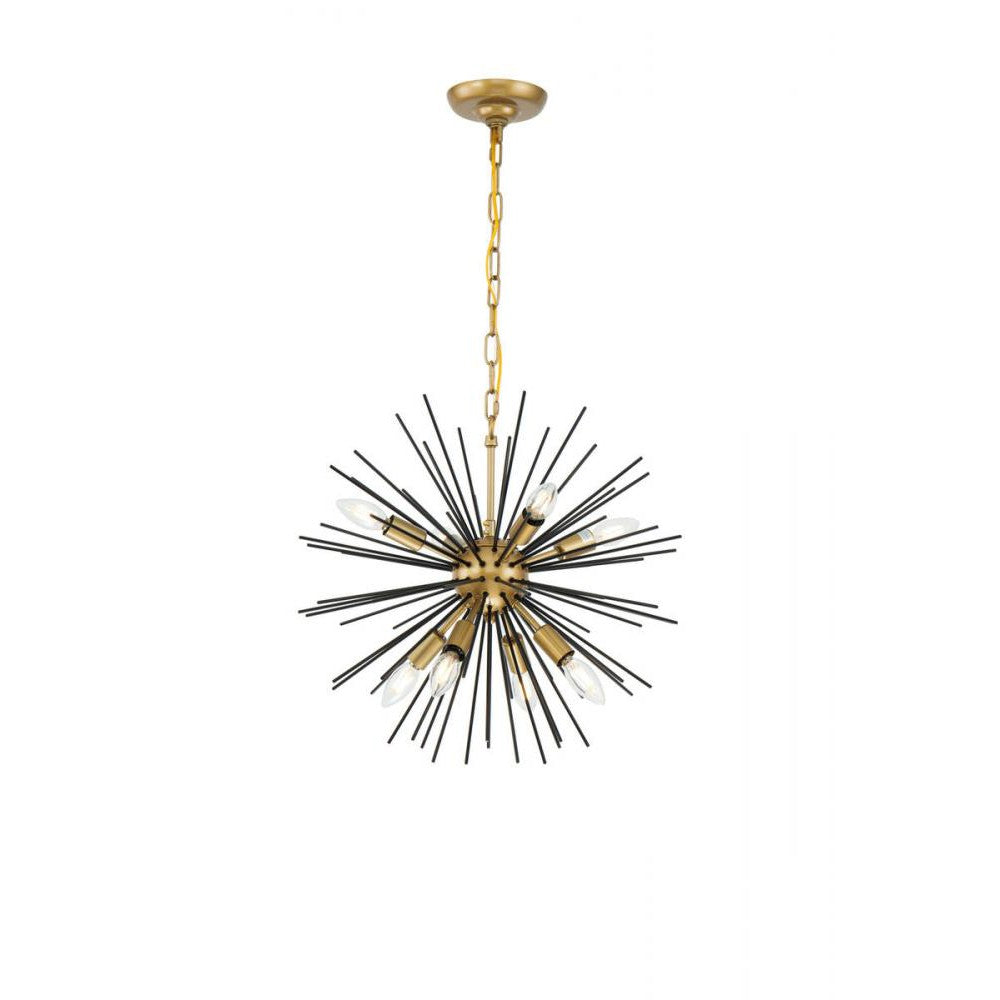 Elegant Lighting TIMBER LD5035D20BK Pendant Industrial - Brass And Black